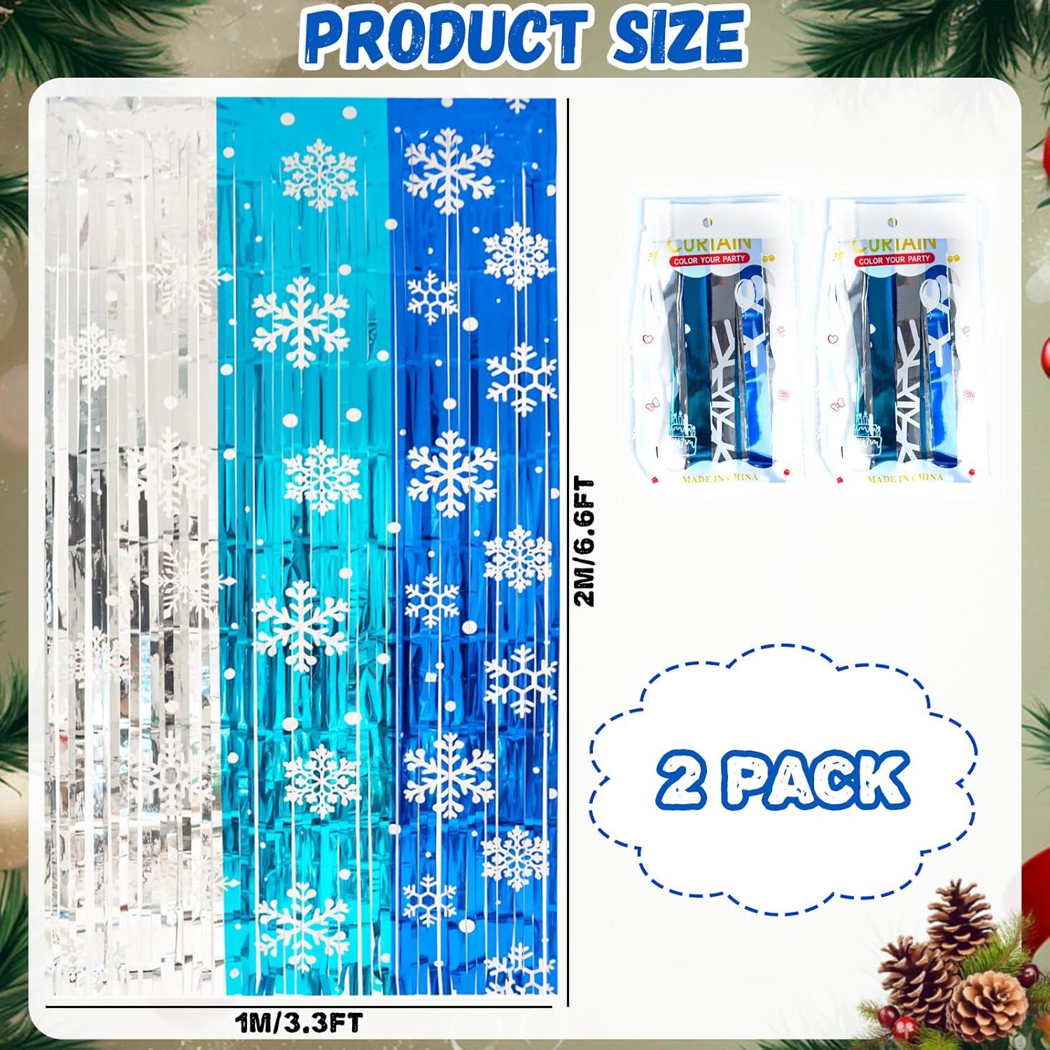 Cortinas de Flecos de Foil kockuu 2 Paquetes 1x2m Azul Plateado