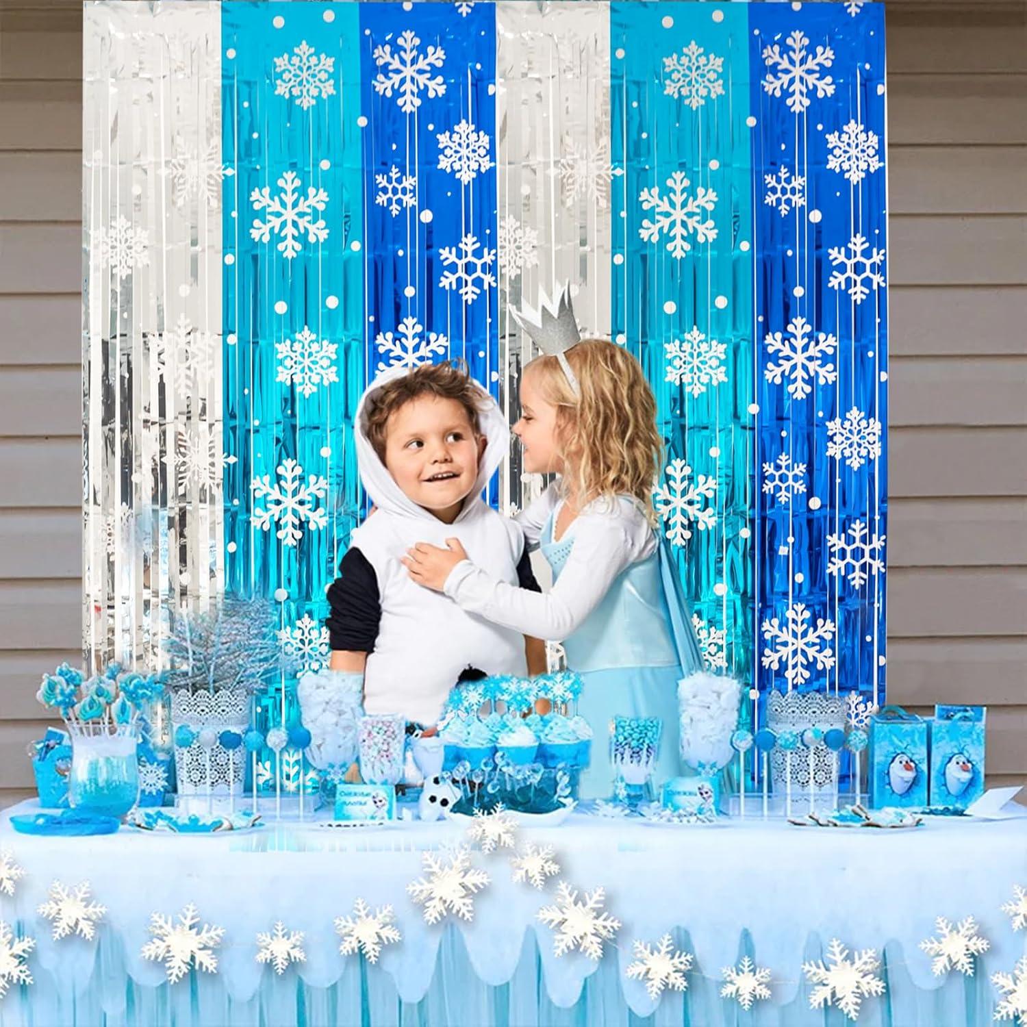 Cortinas de Flecos de Foil kockuu 2 Paquetes 1x2m Azul Plateado