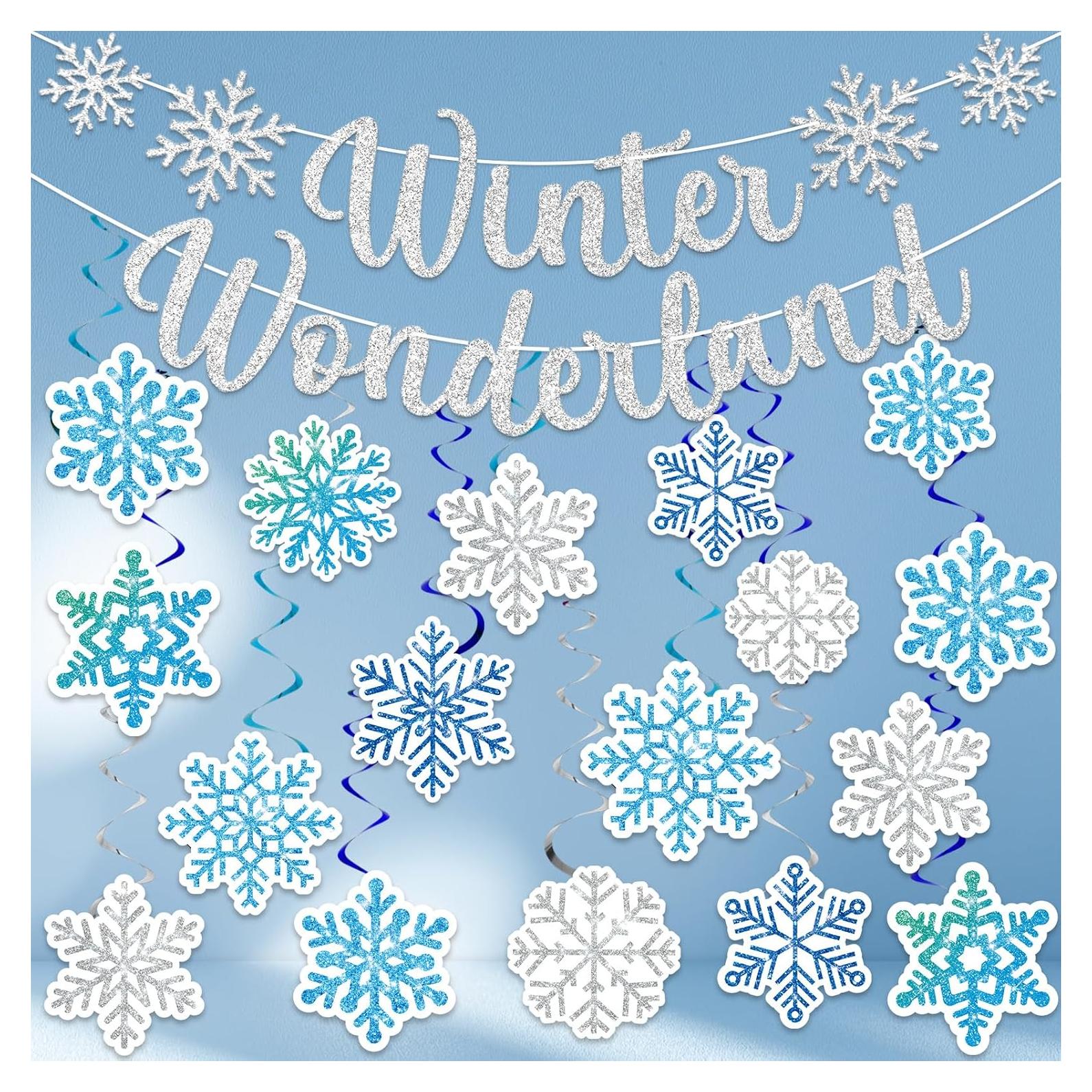 33 Piezas Decoraciones Colgantes Copos de Nieve Invierno