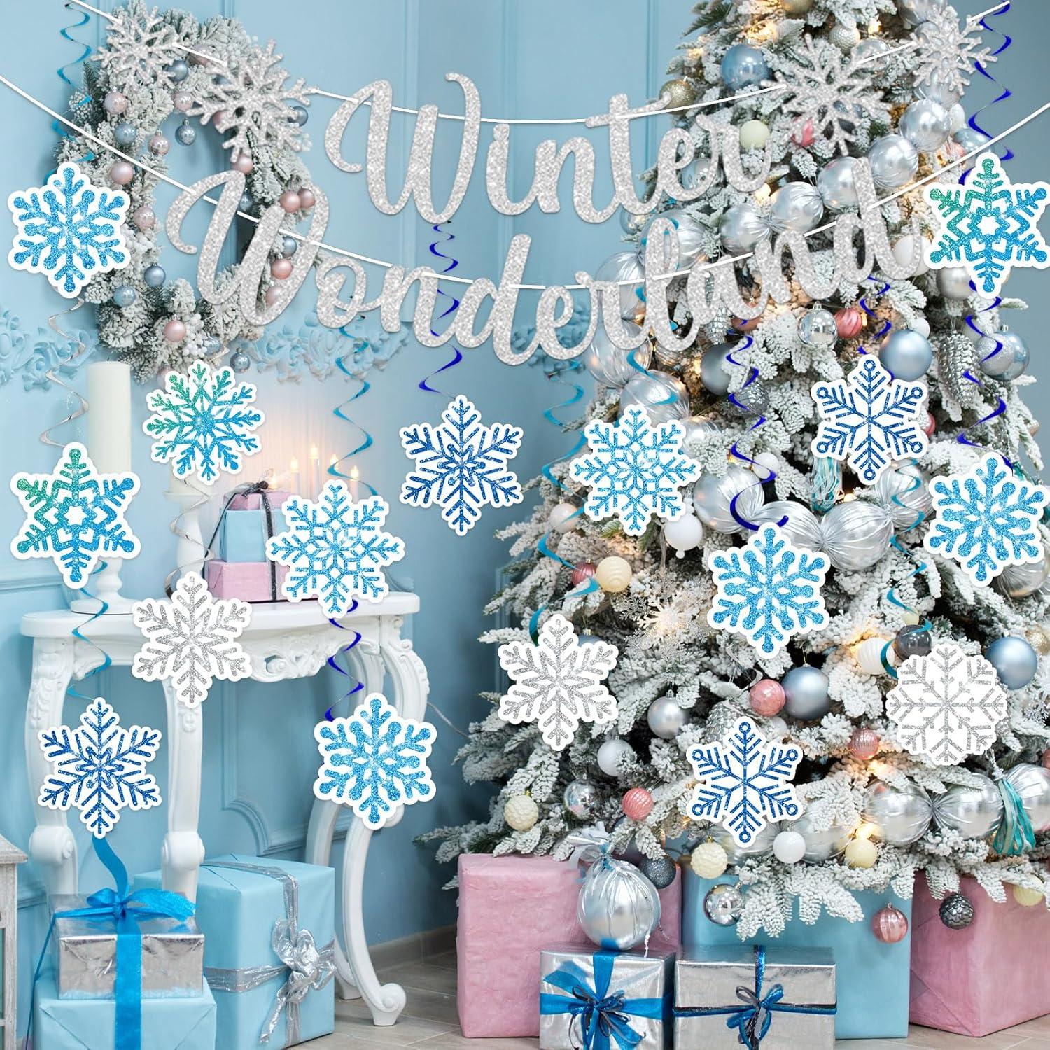 33 Piezas Decoraciones Colgantes Copos de Nieve Invierno