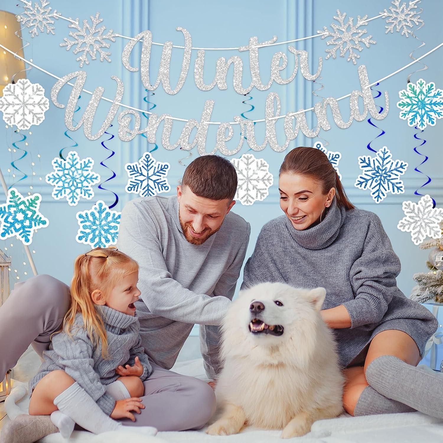 33 Piezas Decoraciones Colgantes Copos de Nieve Invierno