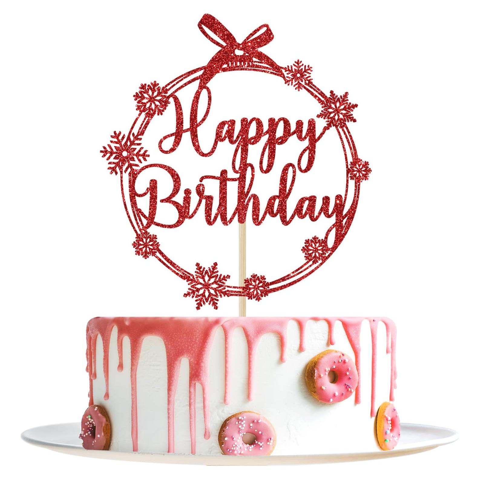 Adorno de pastel de copo de nieve feliz Yotawebery 18x12cm