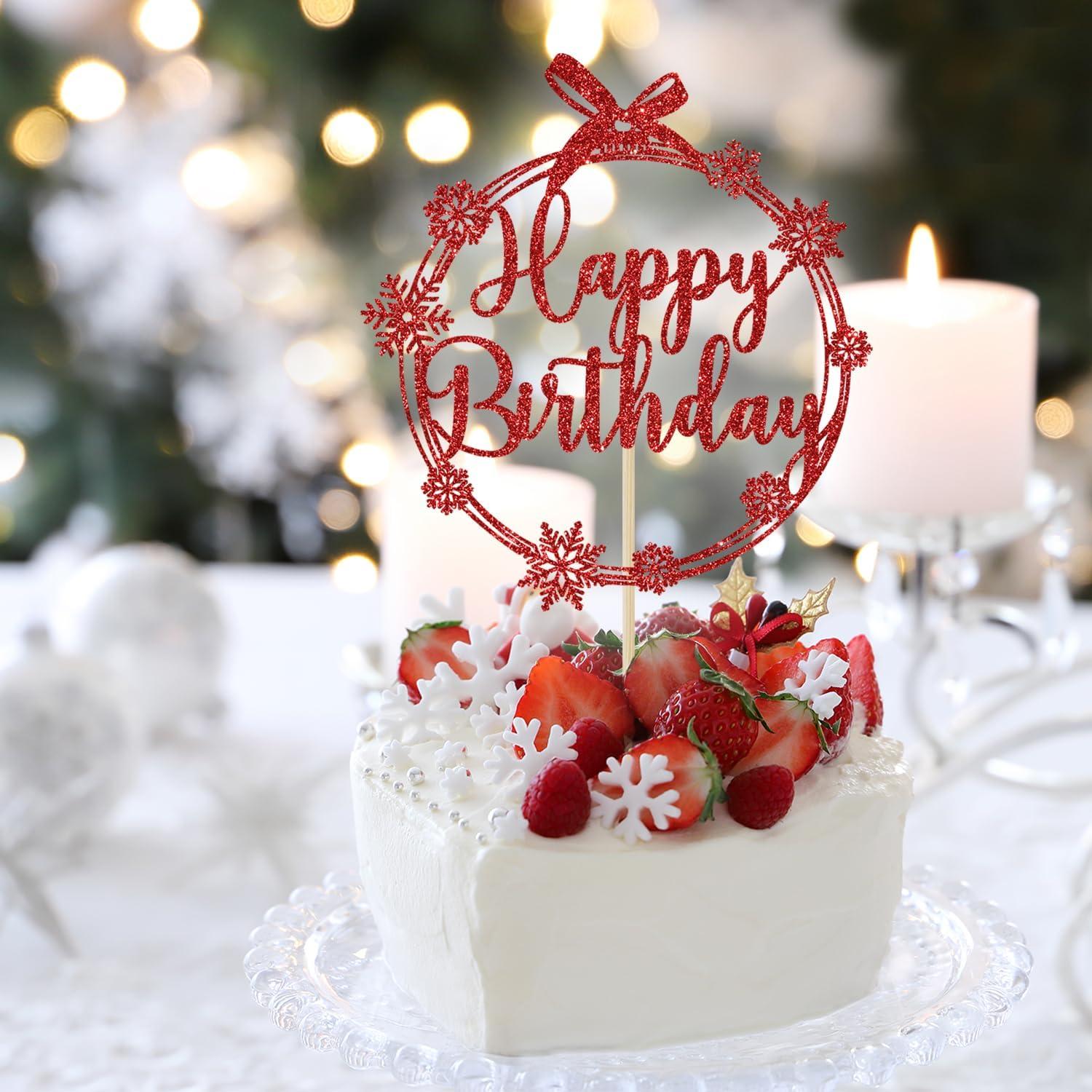 Adorno de pastel de copo de nieve feliz Yotawebery 18x12cm