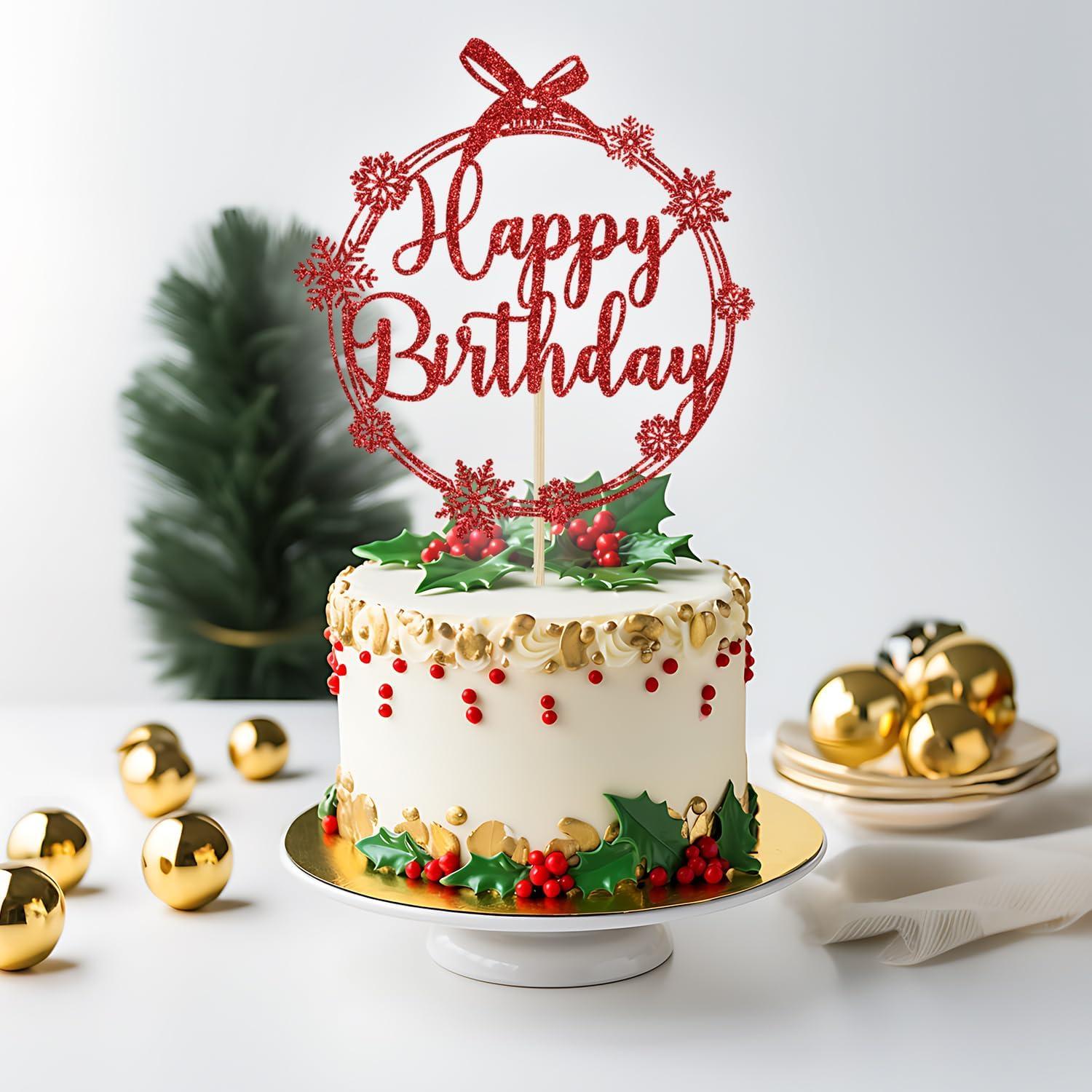 Adorno de pastel de copo de nieve feliz Yotawebery 18x12cm