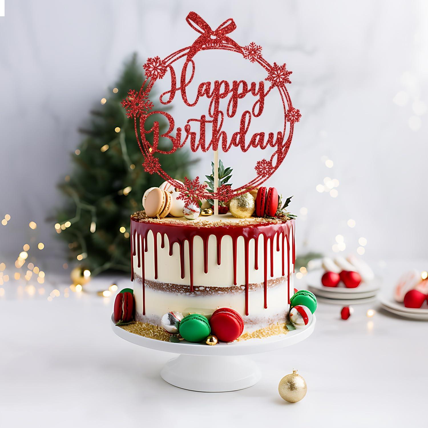 Adorno de pastel de copo de nieve feliz Yotawebery 18x12cm