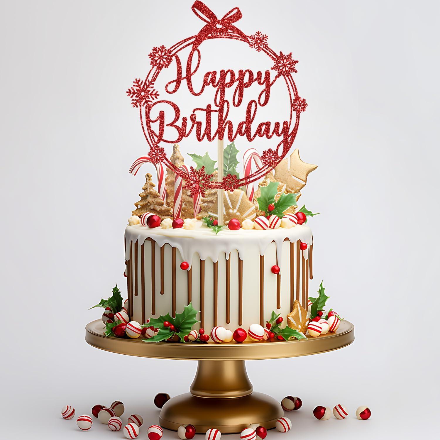 Adorno de pastel de copo de nieve feliz Yotawebery 18x12cm