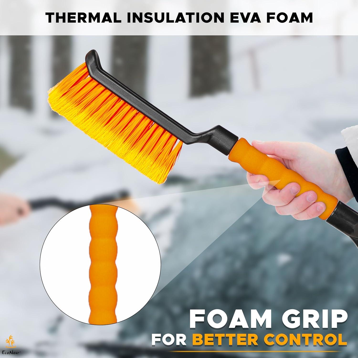 Cepillo de Nieve EcoNour 43 cm con Raspador de Hielo Naranja