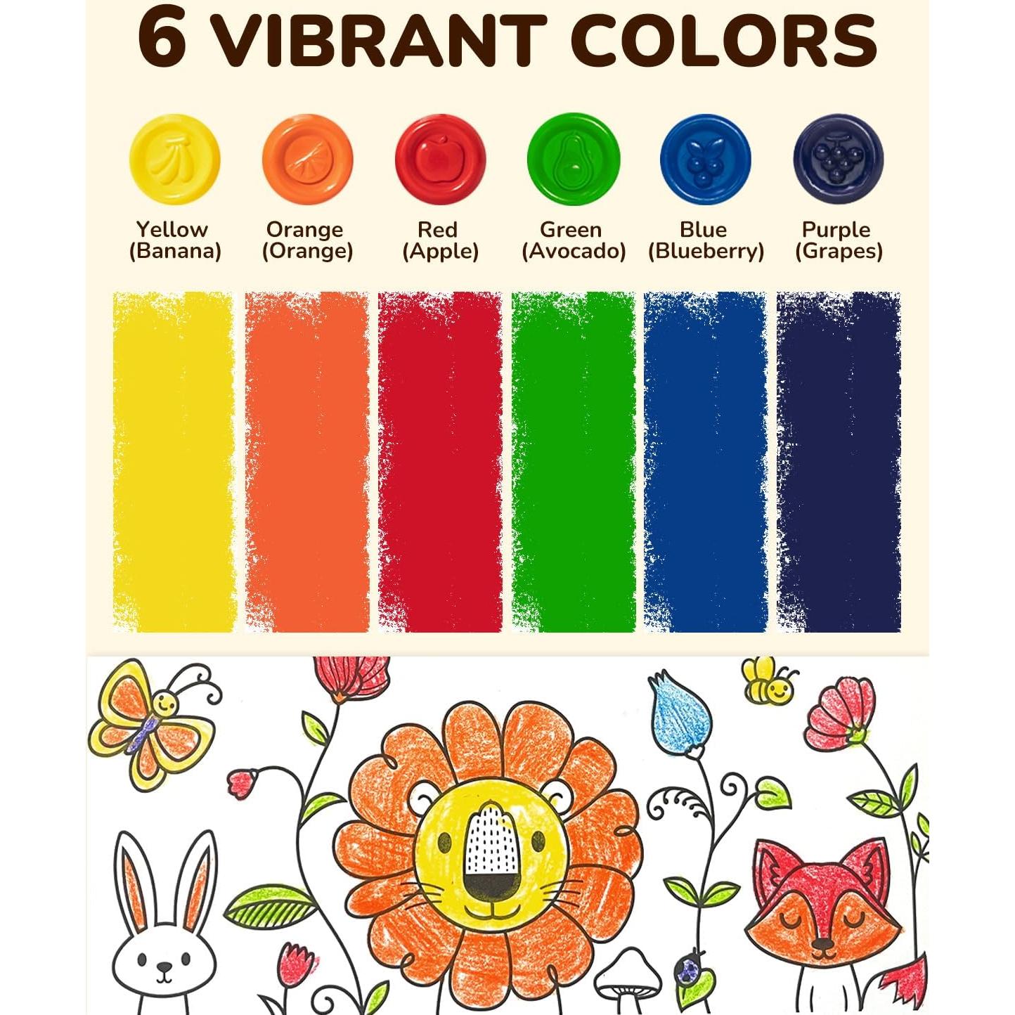 Crayones en Forma de Huevo JUPITEARTH 6 Colores No Tóxicos