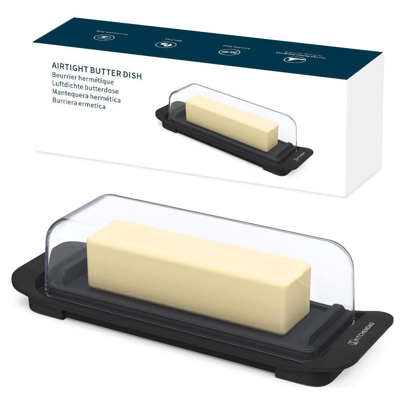 Plato de Mantequilla Hermético KITCHENDAO Negro 22.4x7.9cm