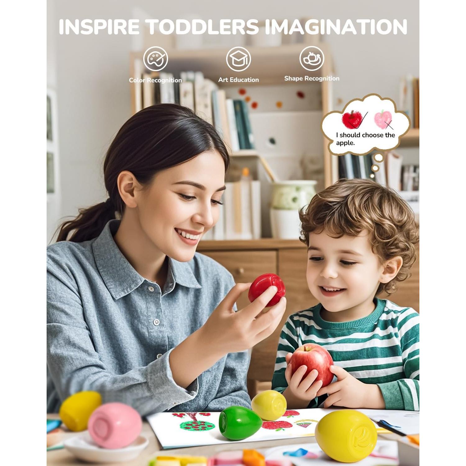 Crayones de Huevo JUPITEARTH 12 Colores Jumbo No Tóxicos