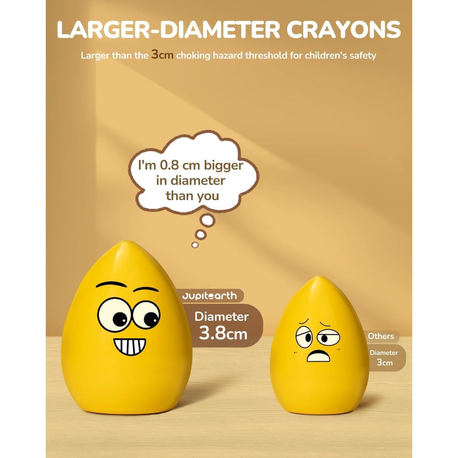 Crayones de Huevo JUPITEARTH 12 Colores Jumbo No Tóxicos