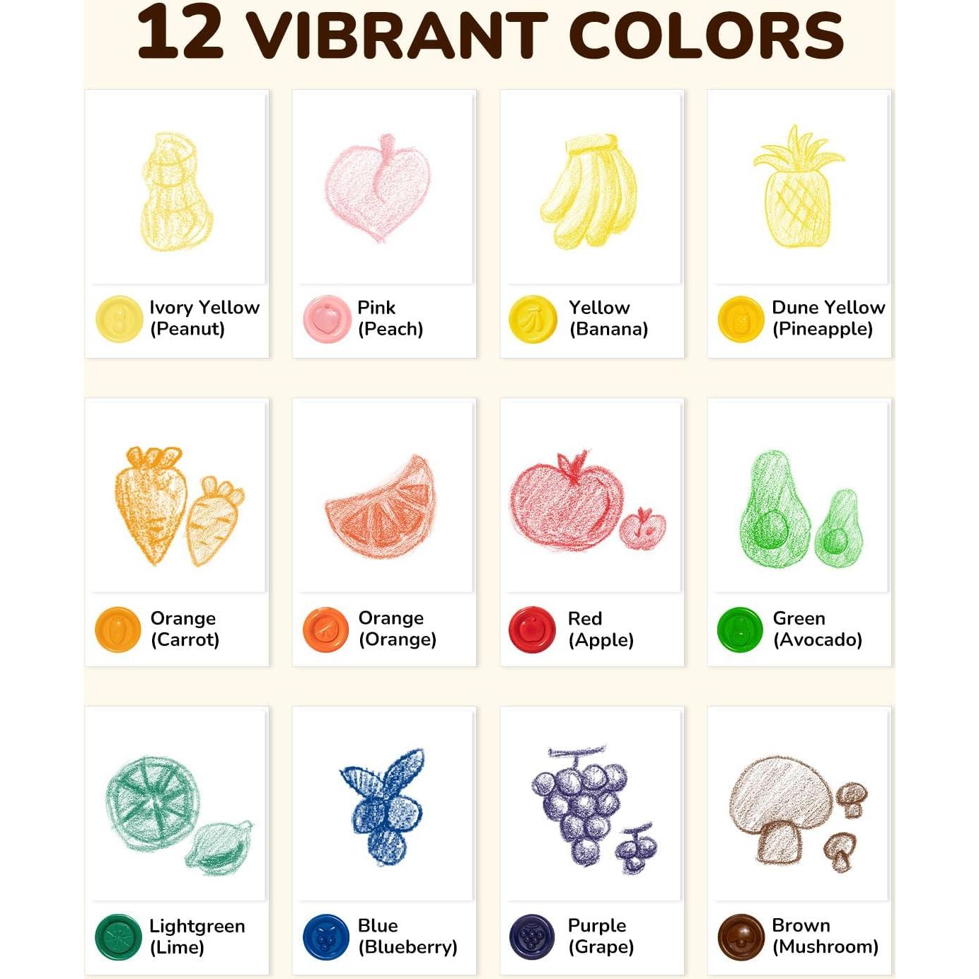 Crayones de Huevo JUPITEARTH 12 Colores Jumbo No Tóxicos