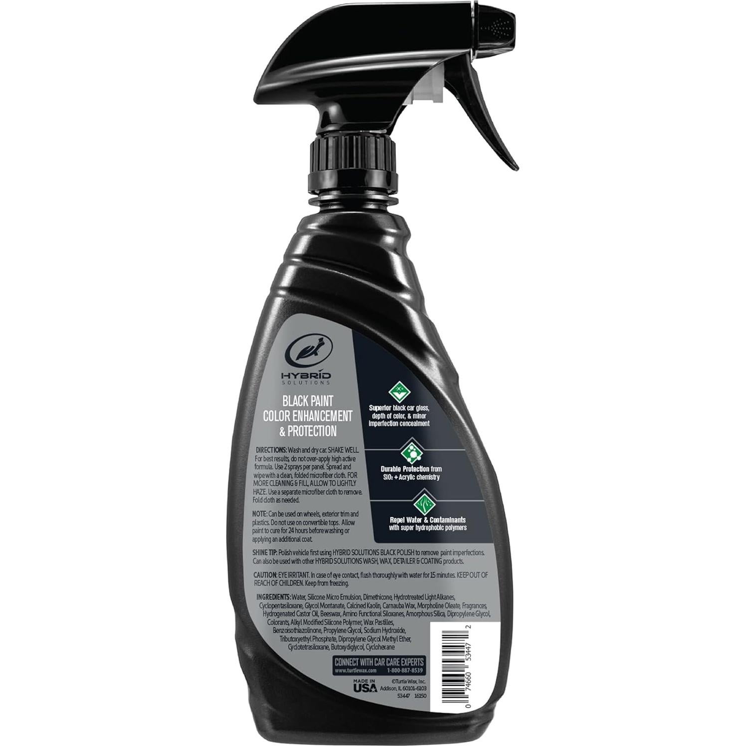 Cera en aerosol negra Turtle Wax 53447 para automóviles 473 ml
