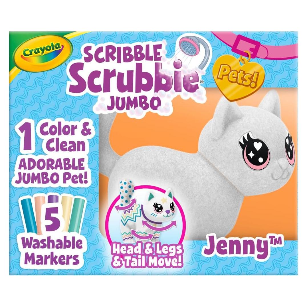 Crayola Scribble Scrubbie Jumbo Gato 15 cm con Marcadores