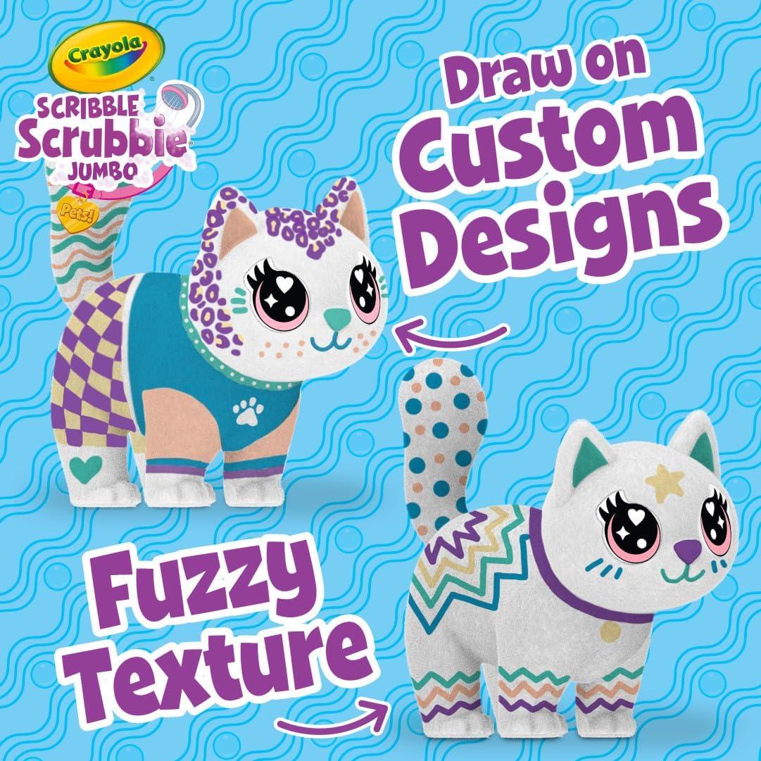 Crayola Scribble Scrubbie Jumbo Gato 15 cm con Marcadores