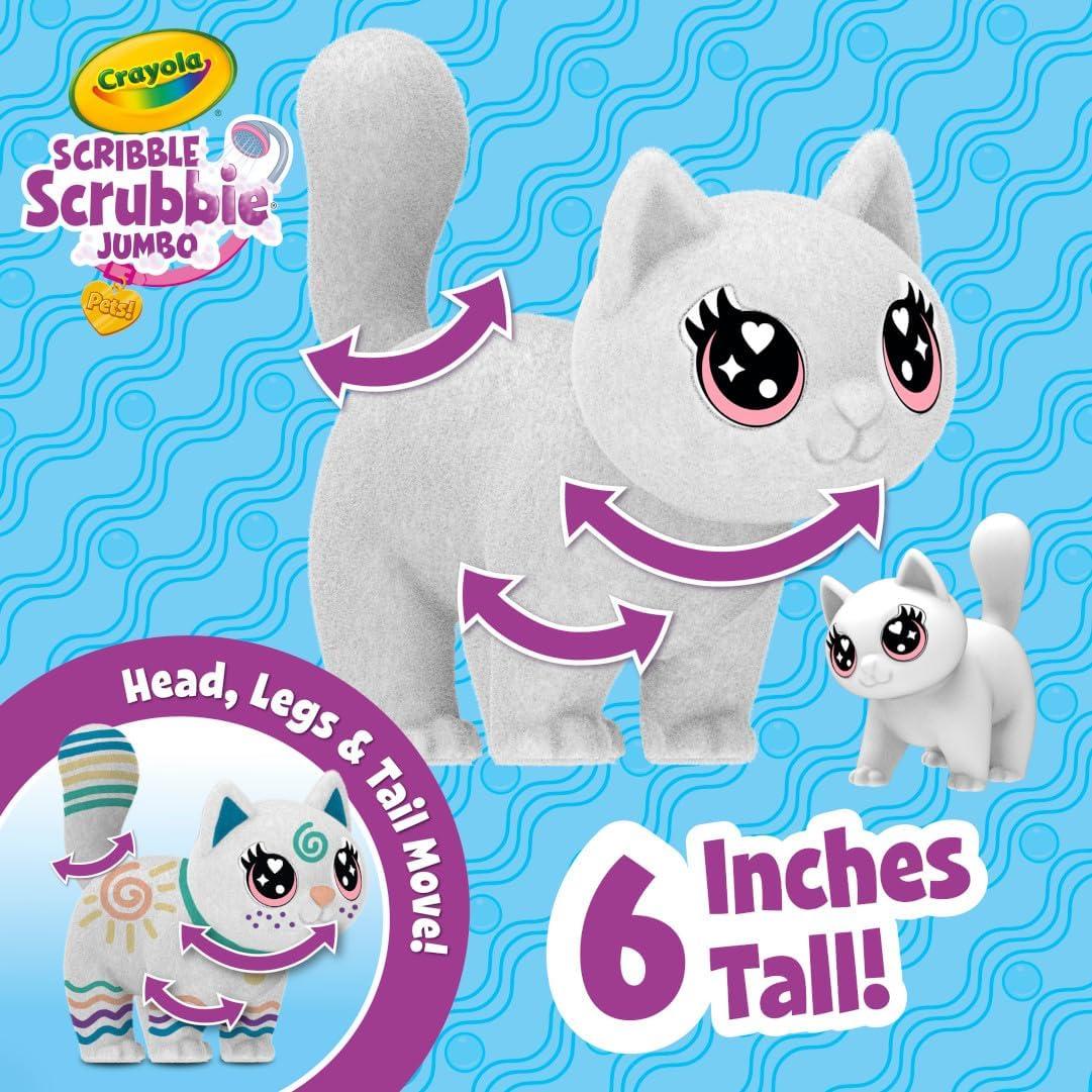 Crayola Scribble Scrubbie Jumbo Gato 15 cm con Marcadores