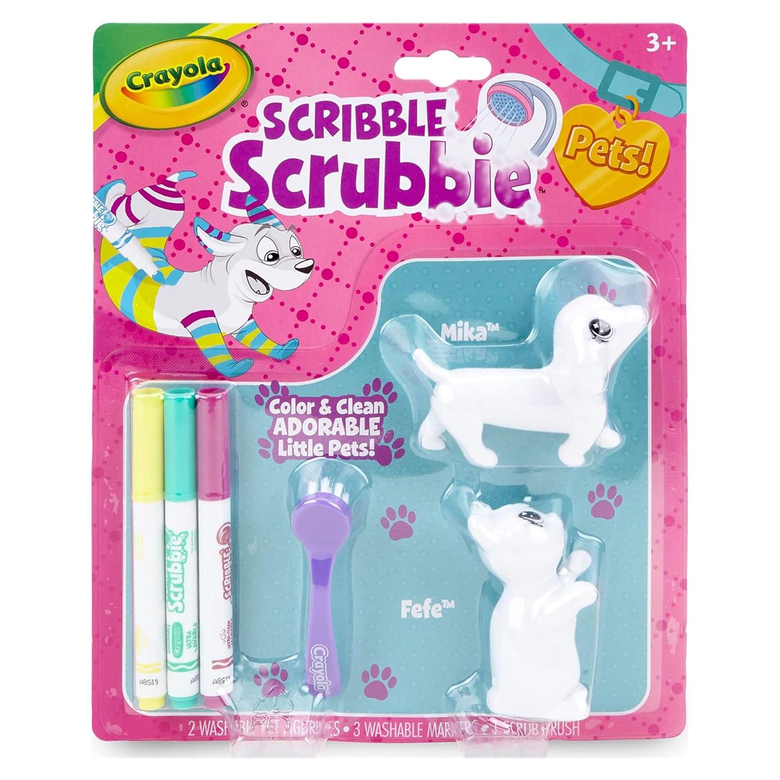 Crayola Scribble Scrubbie Mascotas 2 Piezas, Perro y Gato