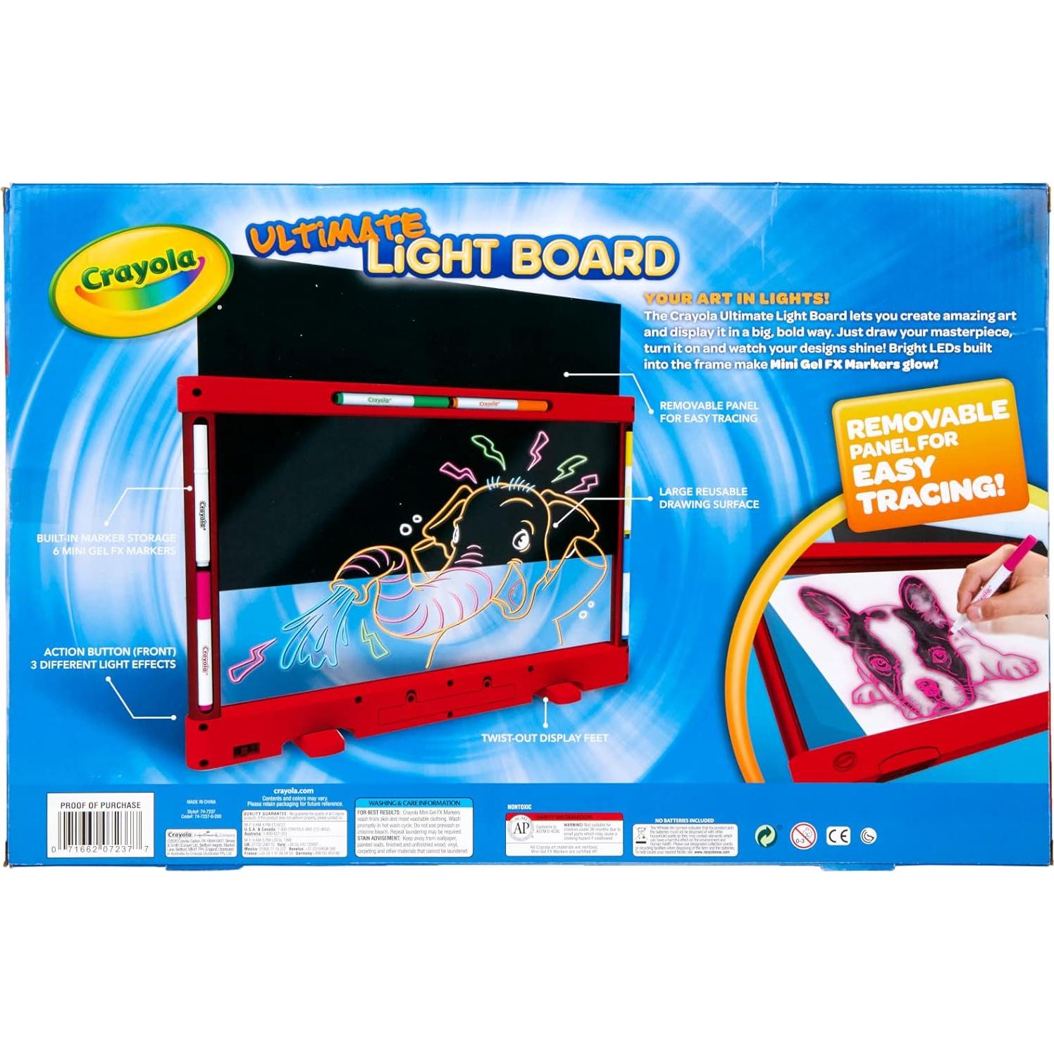 Tablero de Luz Crayola Rojo con Marcadores de Gel - 48.9x31.8cm