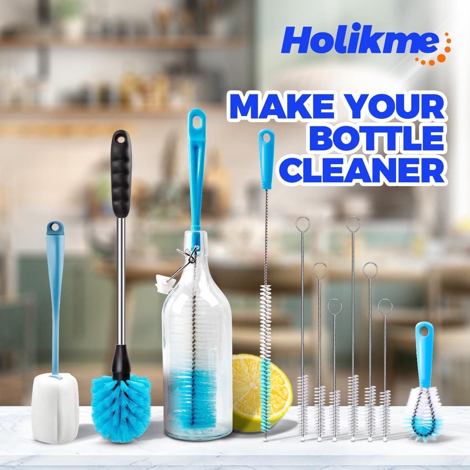 Juego de cepillos de limpieza Holikme para botellas y tazas