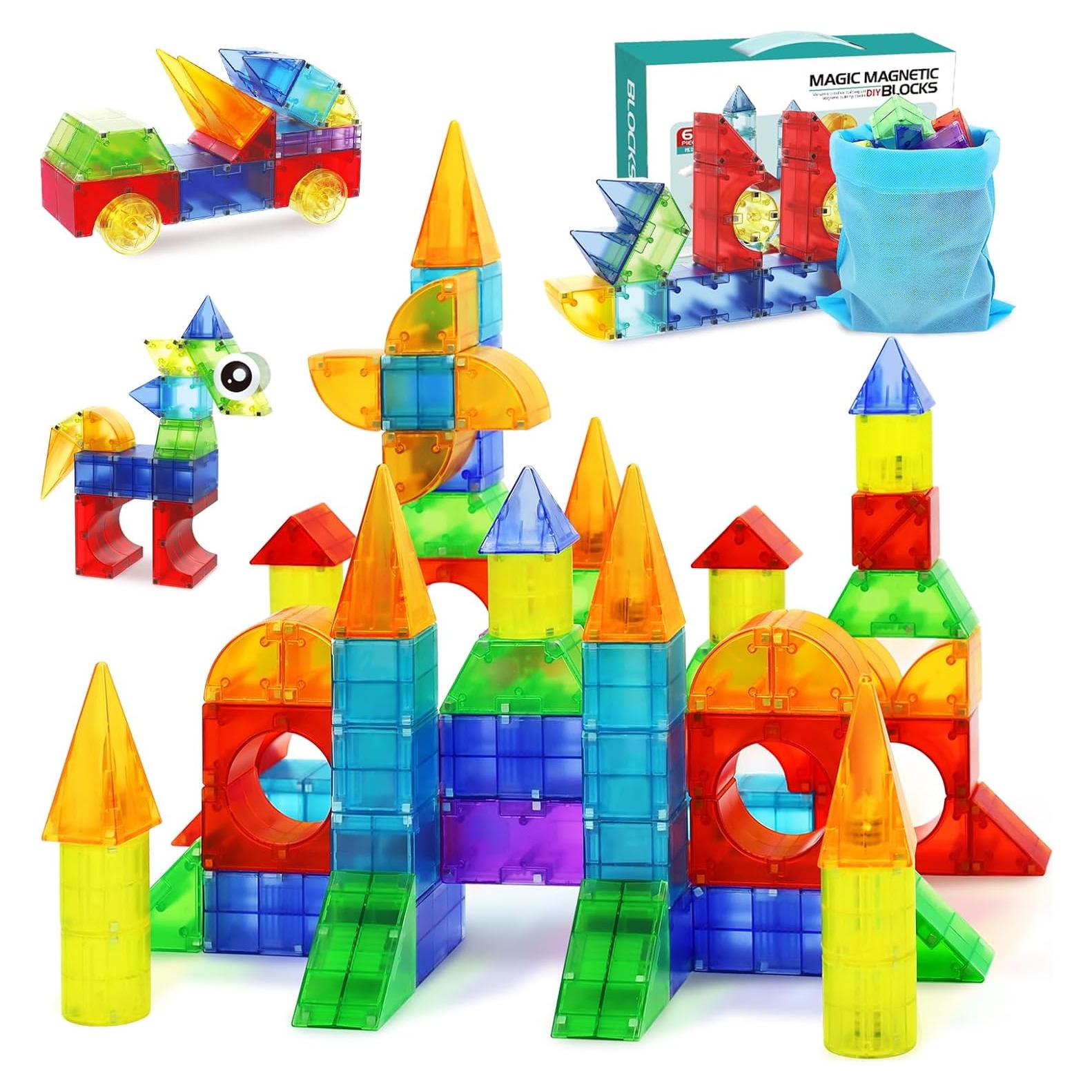 Bloques Magnéticos Huaker 66 PCS Juguetes de Construcción STEM