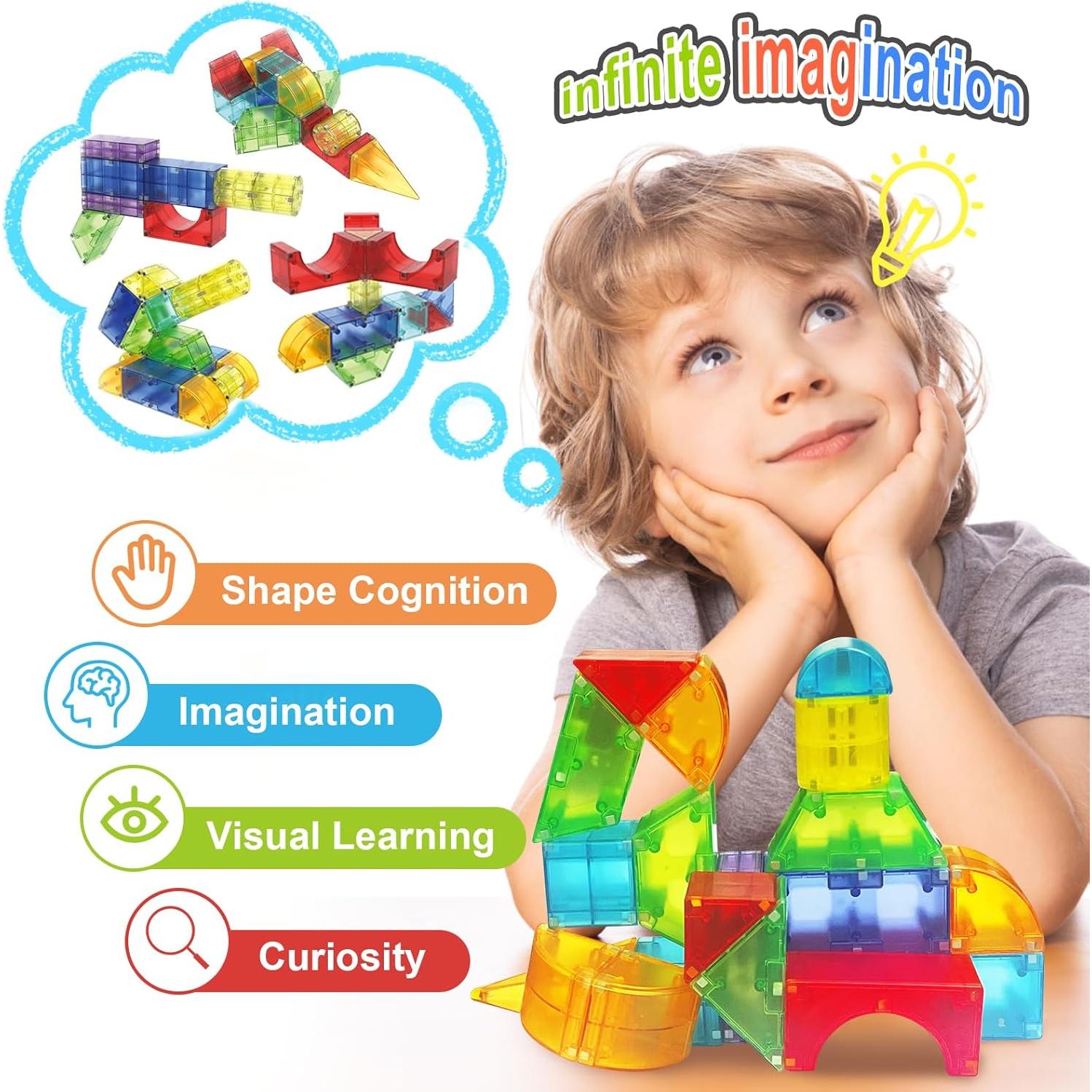 Bloques Magnéticos Huaker 66 PCS Juguetes de Construcción STEM