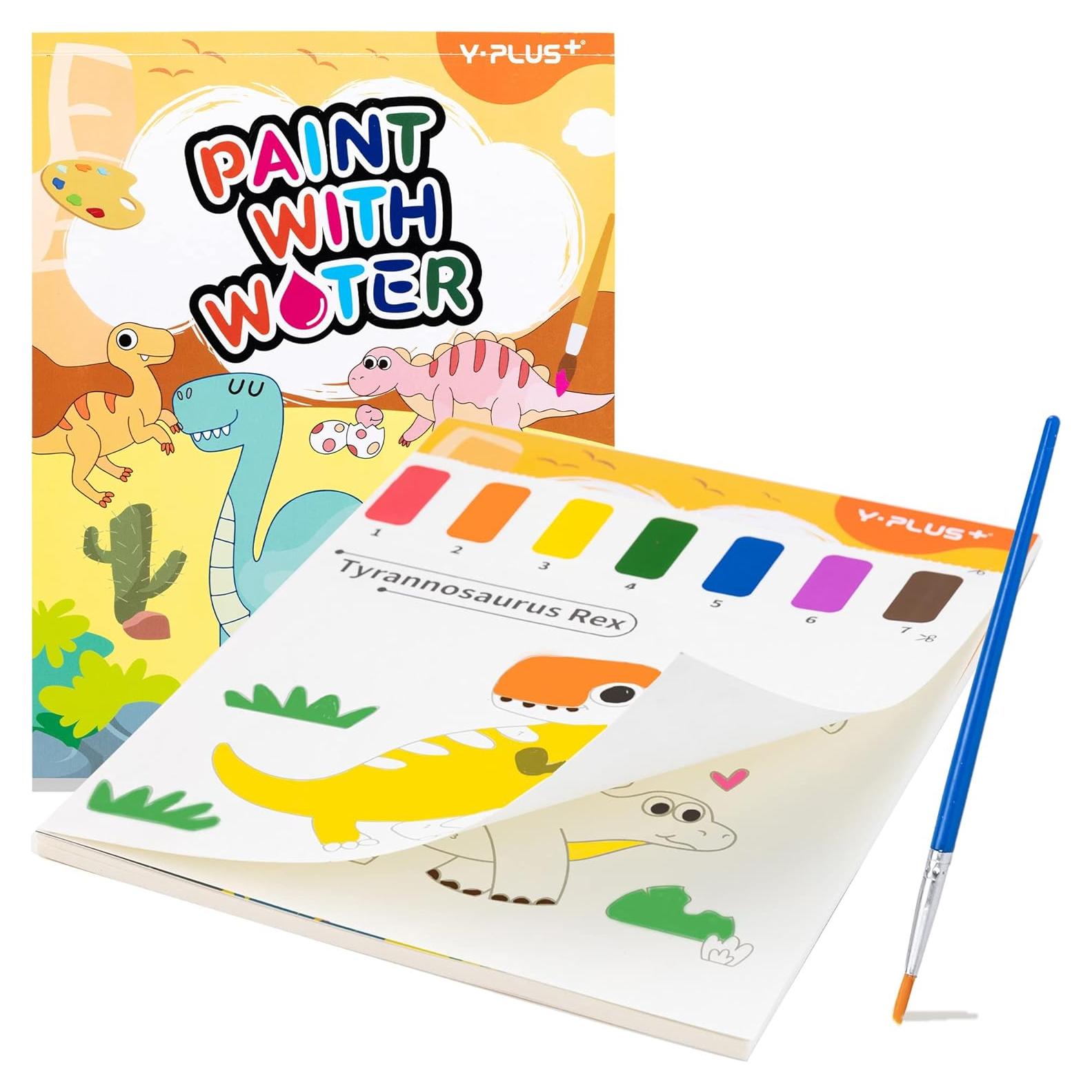 YPLUS Libro de Pintura Acuarela para Niños - Dinosaurio