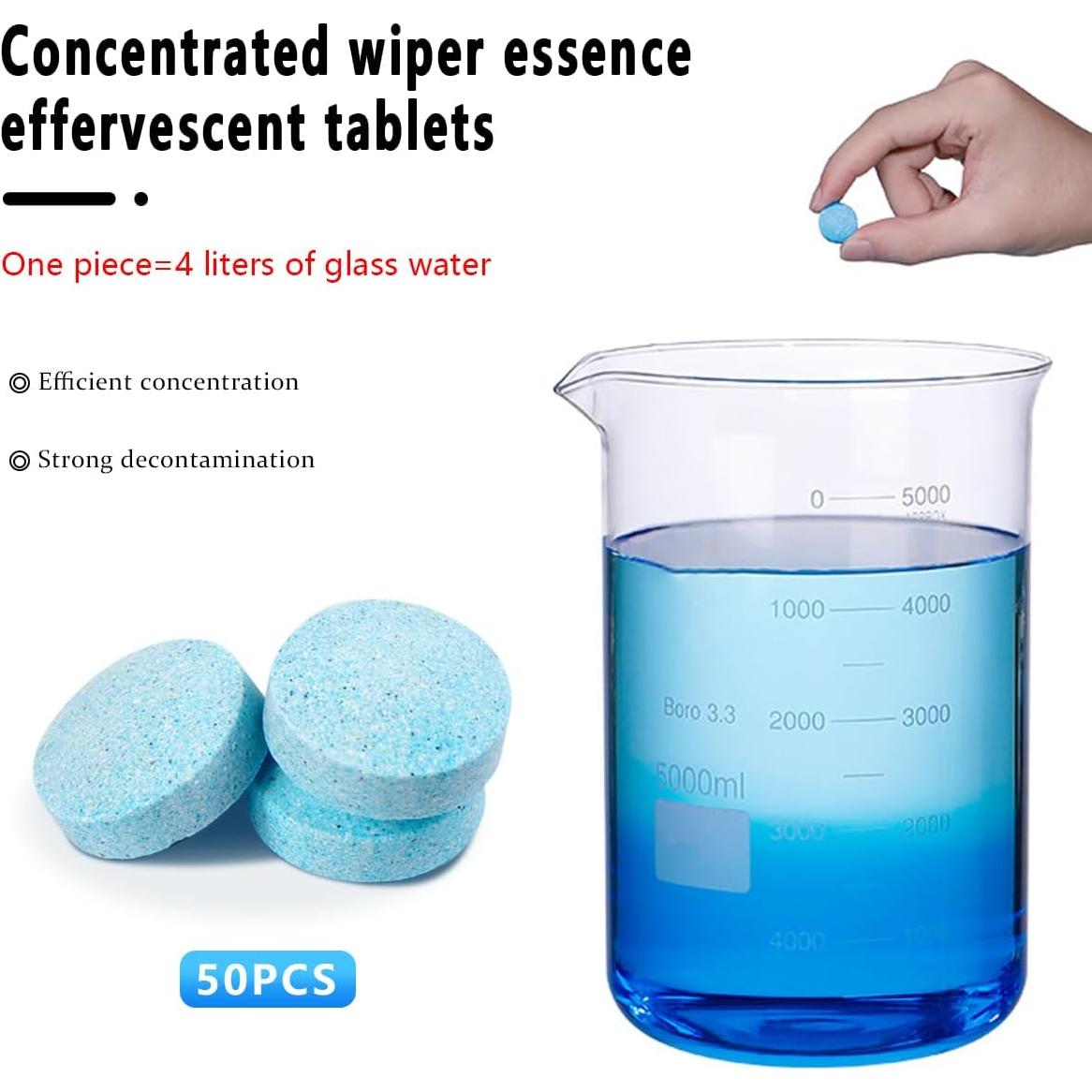 50 Tabletas Limpiaparabrisas KHGUZ, Efecto Concentrado, Universal