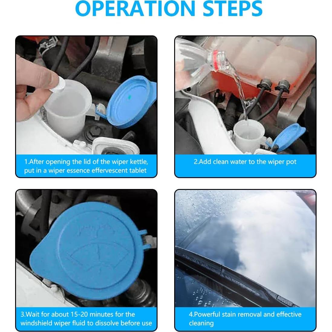 50 Tabletas Limpiaparabrisas KHGUZ, Efecto Concentrado, Universal