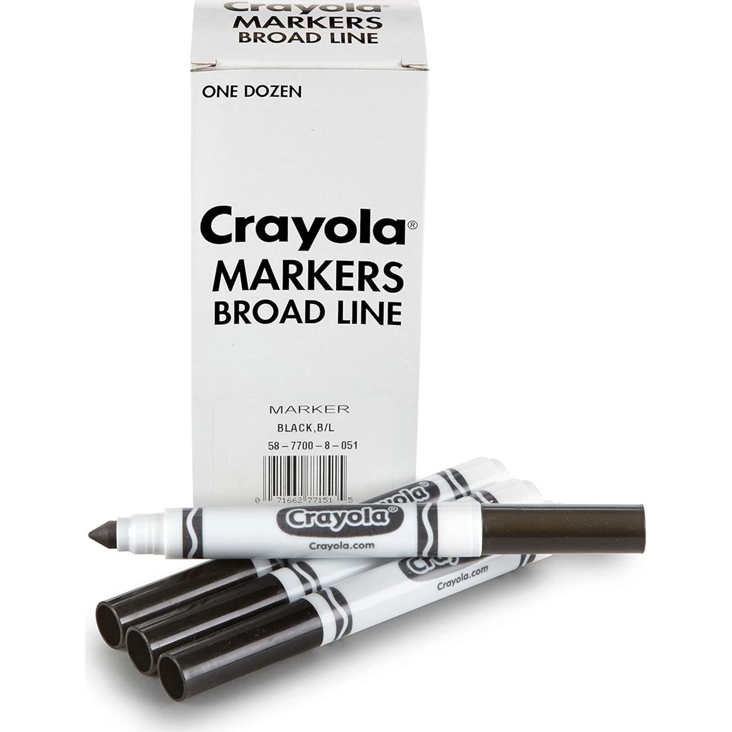 Marcadores Crayola Línea Ancha Negros 12 Piezas No Tóxicos