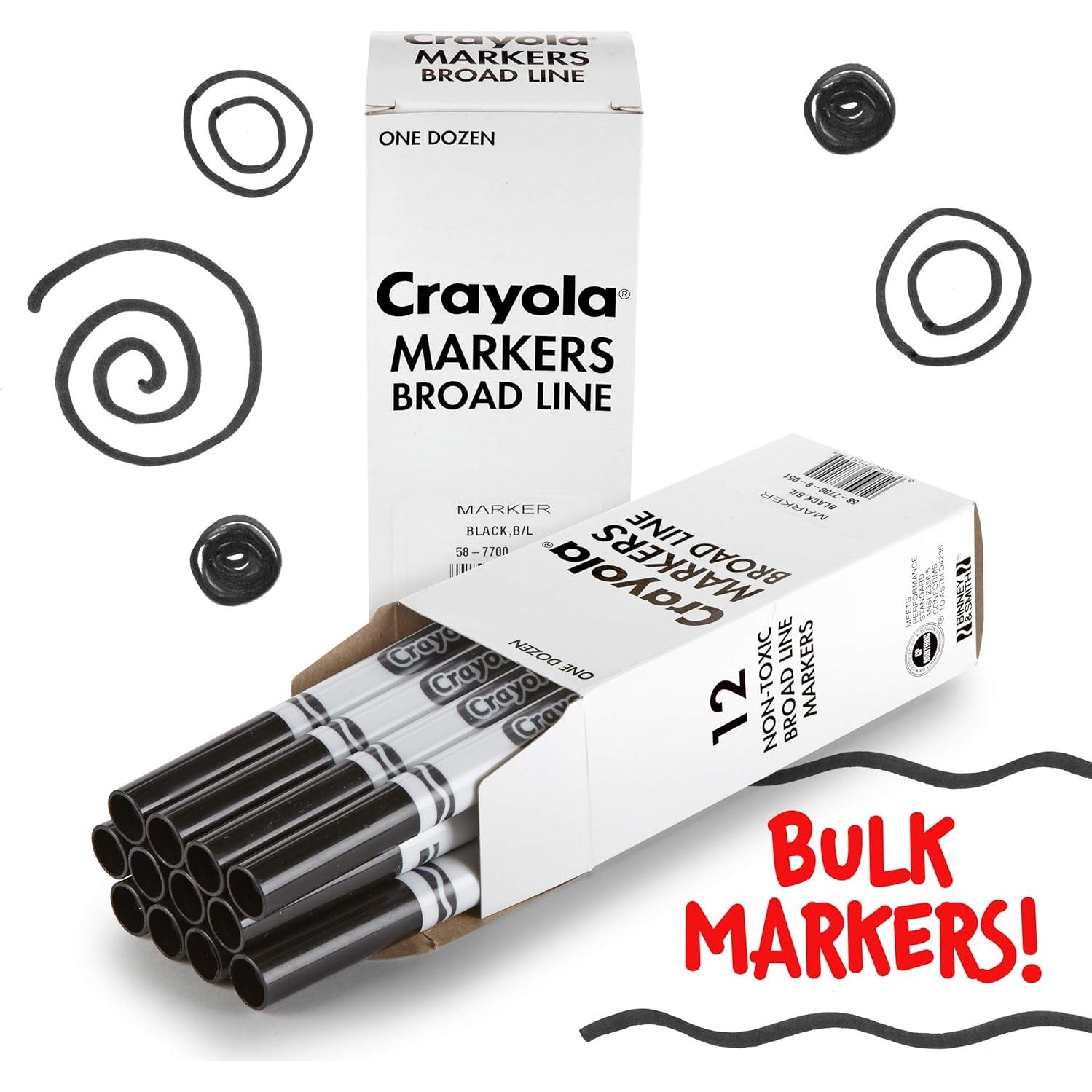 Marcadores Crayola Línea Ancha Negros 12 Piezas No Tóxicos