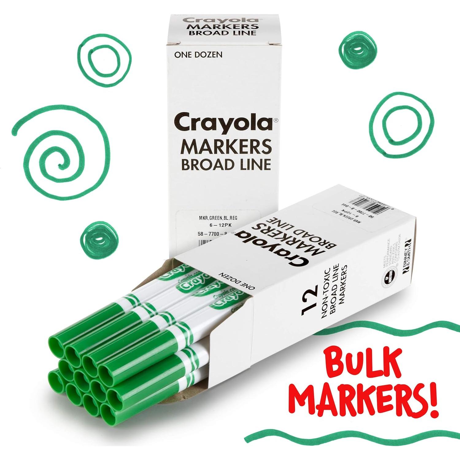 Marcadores Crayola Verde 12ct Línea Ancha No Tóxicos