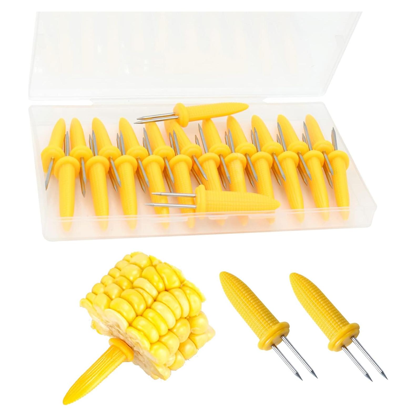 24 Sujetadores de Maíz Acero Inoxidable PEOUWNES 6 cm