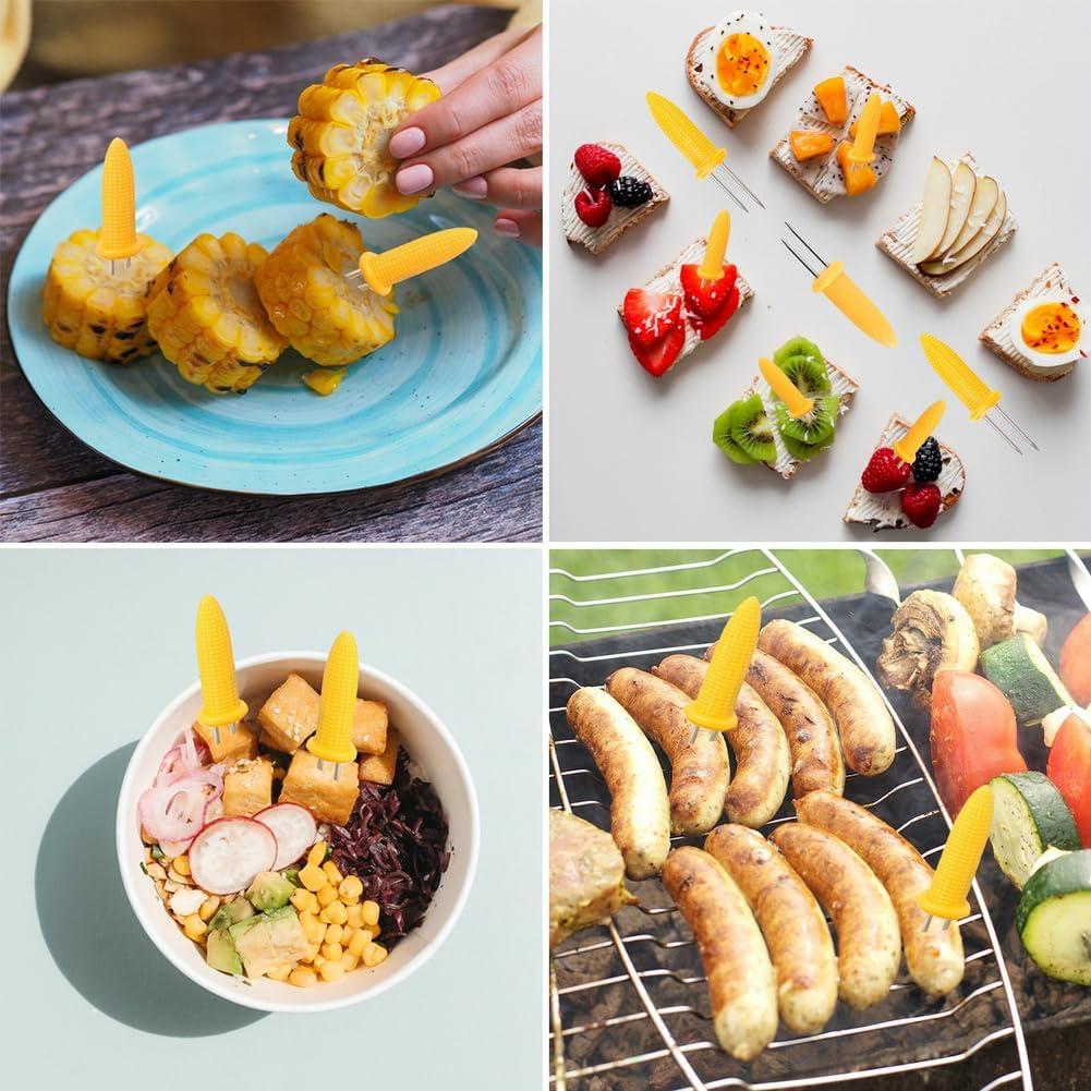 24 Sujetadores de Maíz Acero Inoxidable PEOUWNES 6 cm