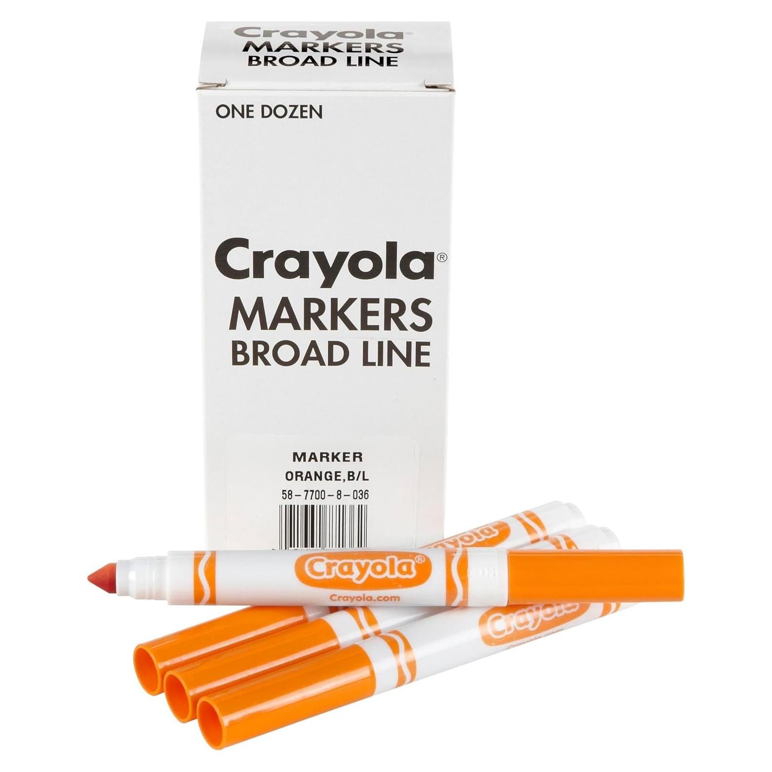 Marcadores Crayola Naranja 12ct Línea Ancha No Tóxicos