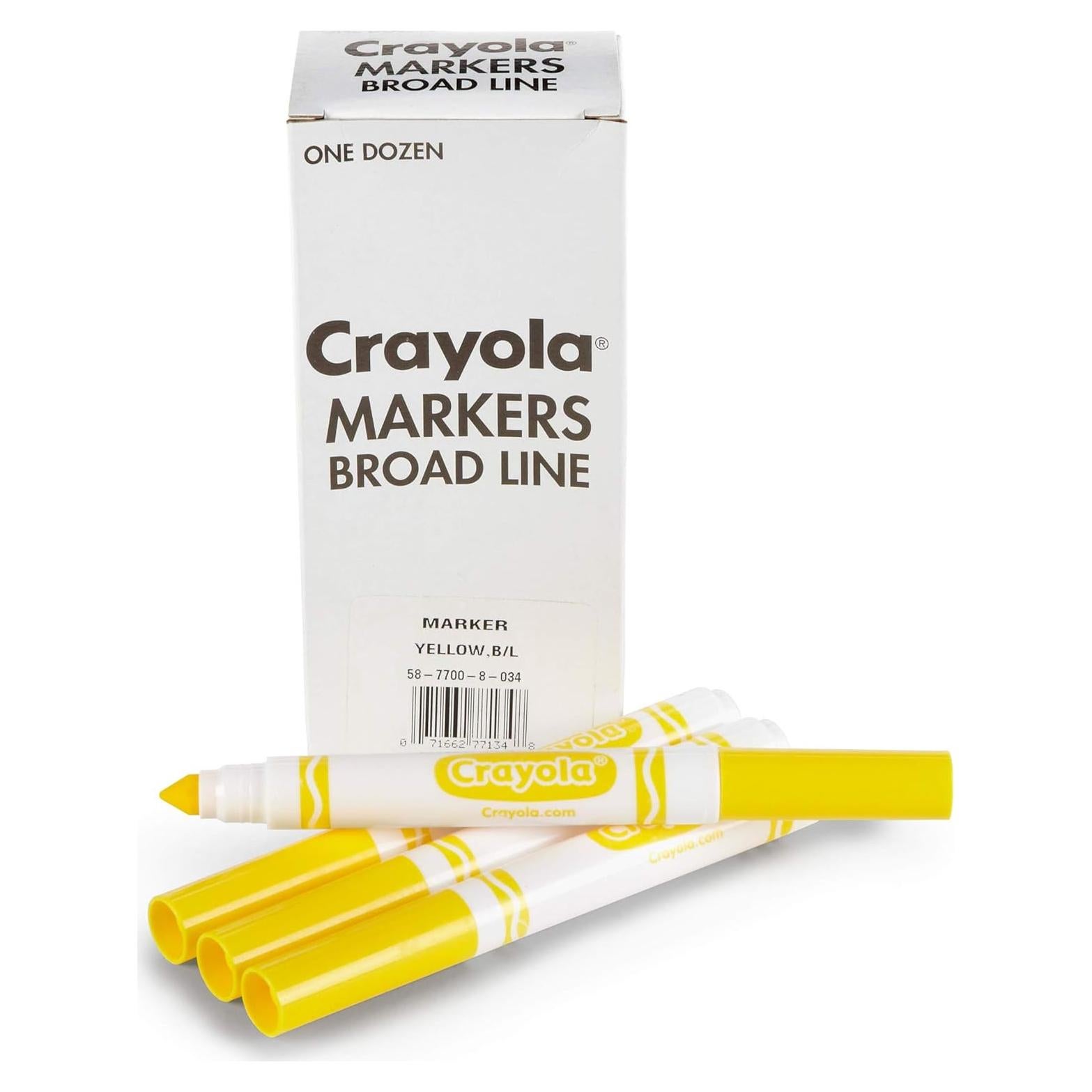 Marcadores Crayola Amarillo 12 Piezas Línea Ancha