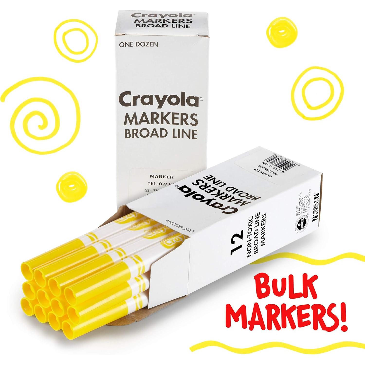 Marcadores Crayola Amarillo 12 Piezas Línea Ancha