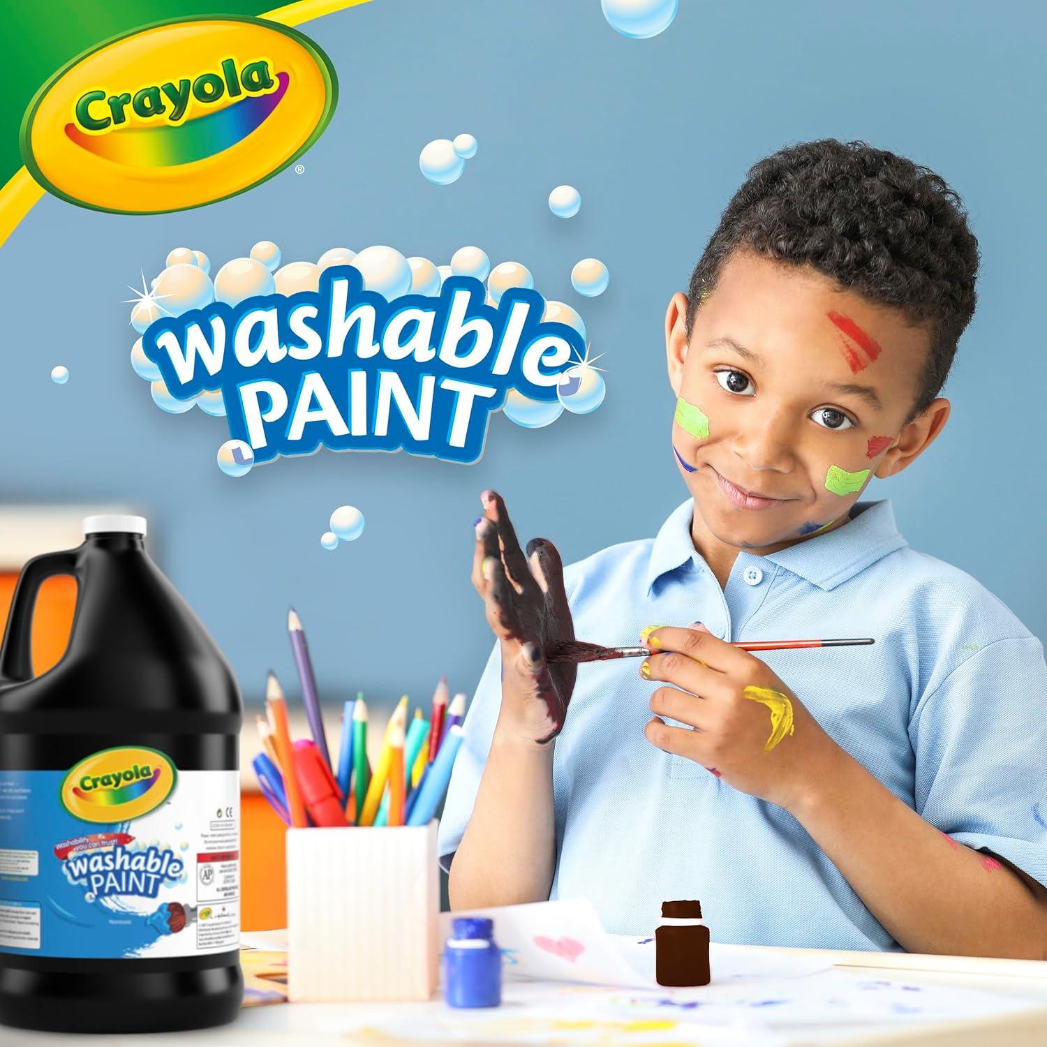 Pintura Lavable Crayola 128oz Negro - No Tóxica para Niños