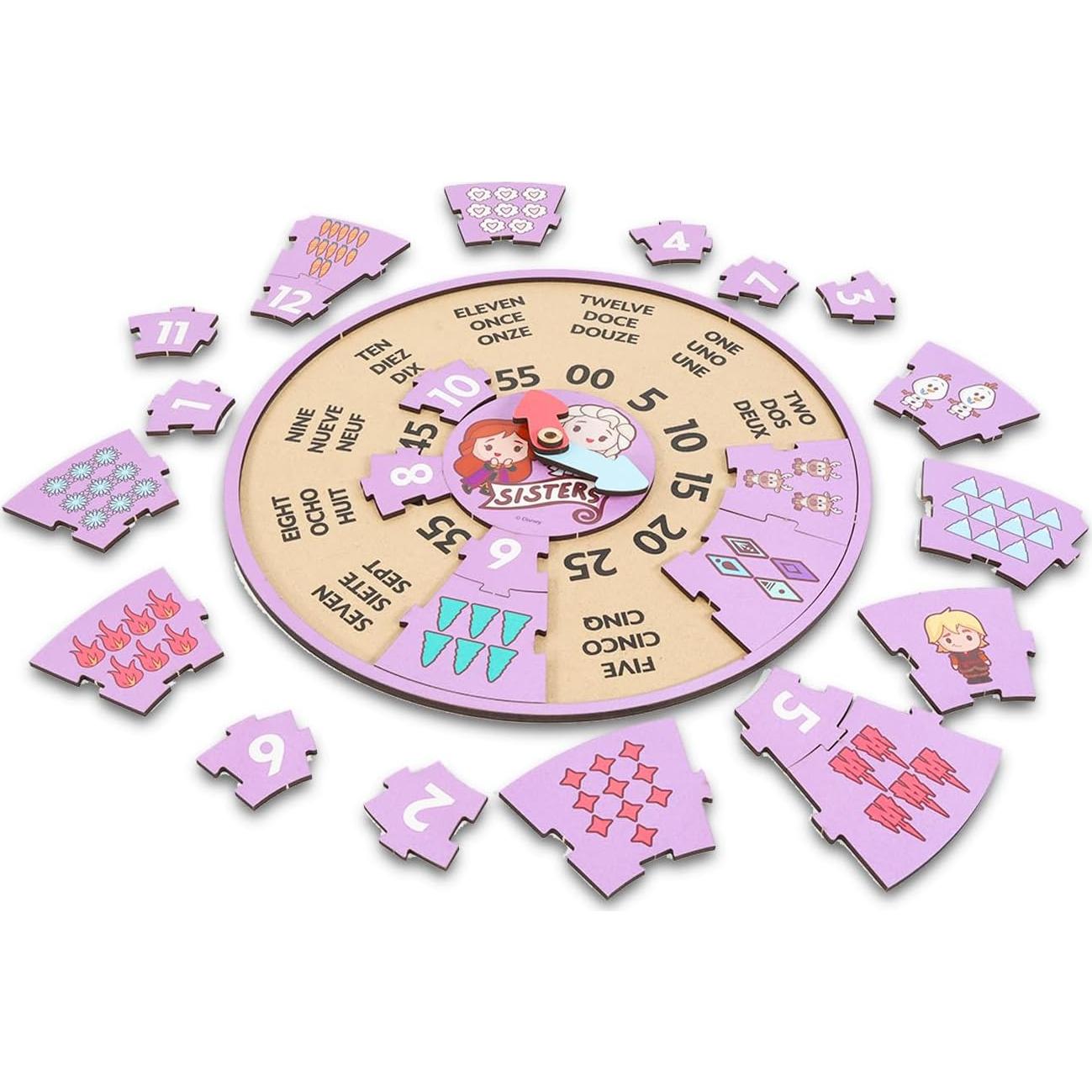 Rompecabezas de Reloj de Madera Disney Frozen - Juguete Educativo