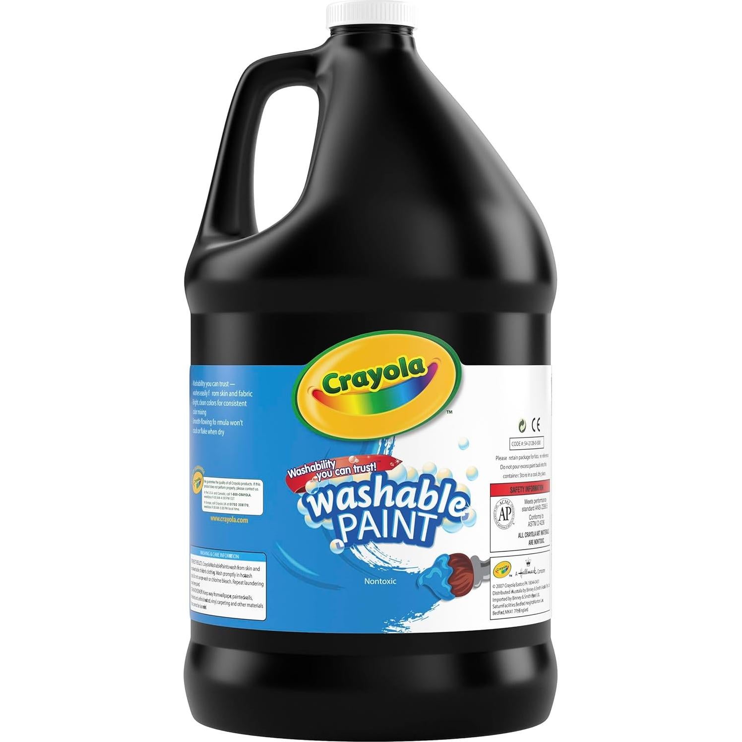 Pintura Lavable Crayola 128oz Negro para Niños No Tóxica