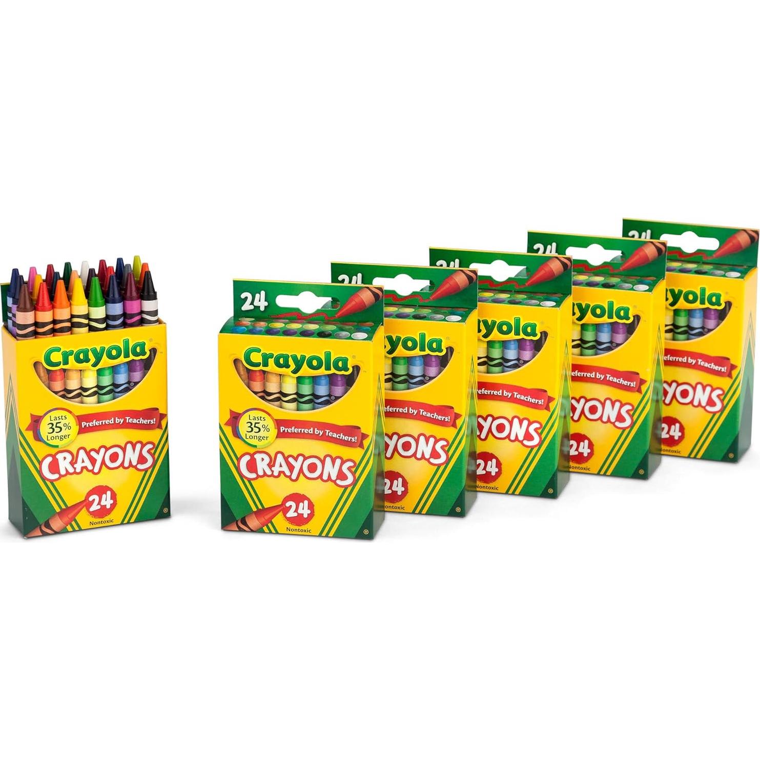 Crayola Crayons, Bulk School Supplies For Kids, 24 Count Crayon Box (Pack Of 6), Assorted Colors