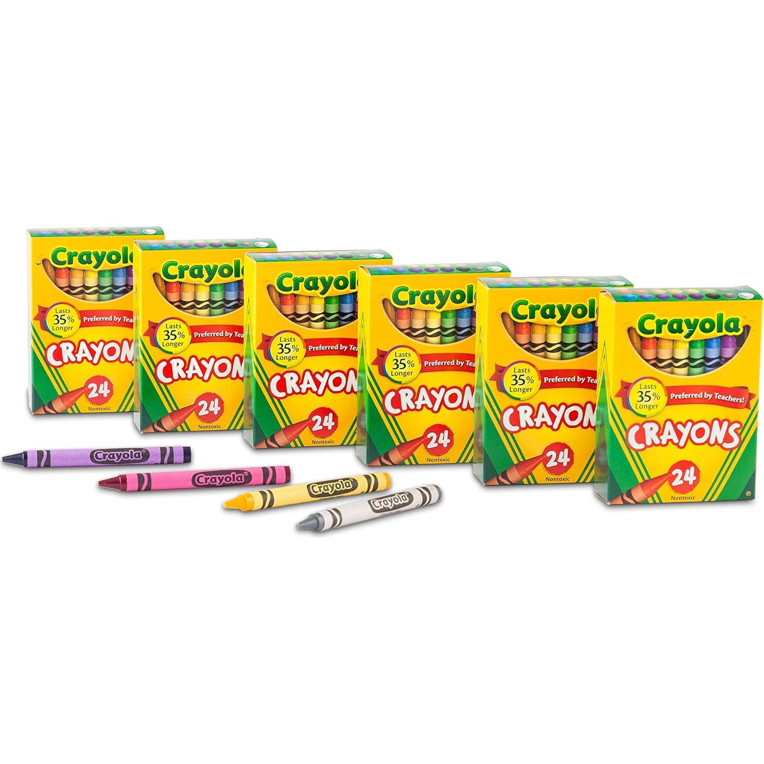 Crayola Crayons, Bulk School Supplies For Kids, 24 Count Crayon Box (Pack Of 6), Assorted Colors