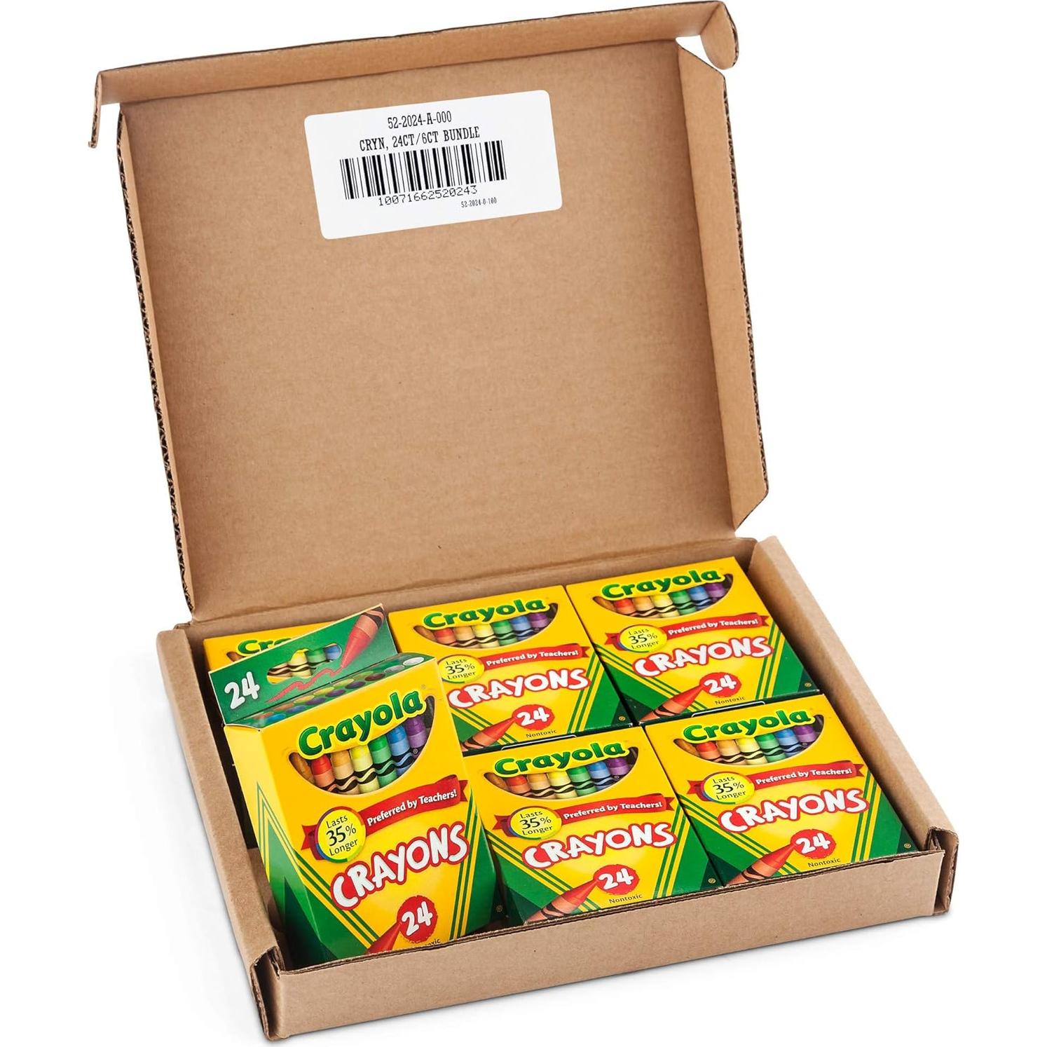 Crayones Crayola 144 Colores Variados a Granel Paquete de 6