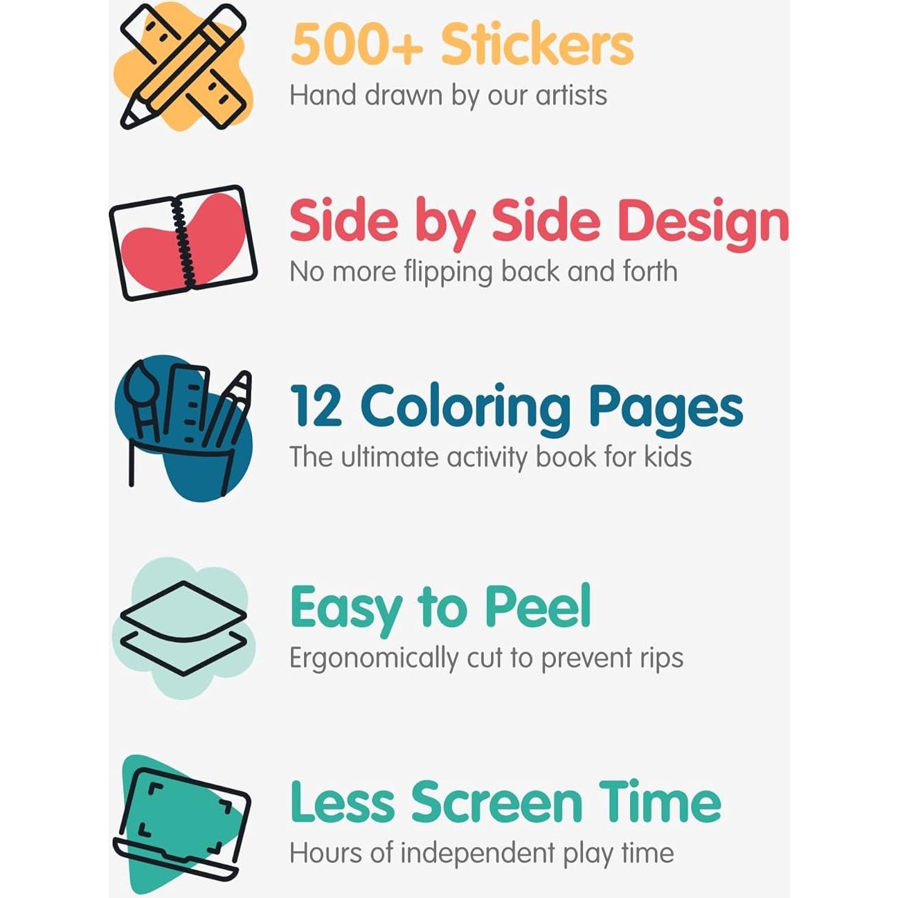 Libro de Pegatinas Dinosaurios CUPKIN 500+ Pegatinas 12 Escenas