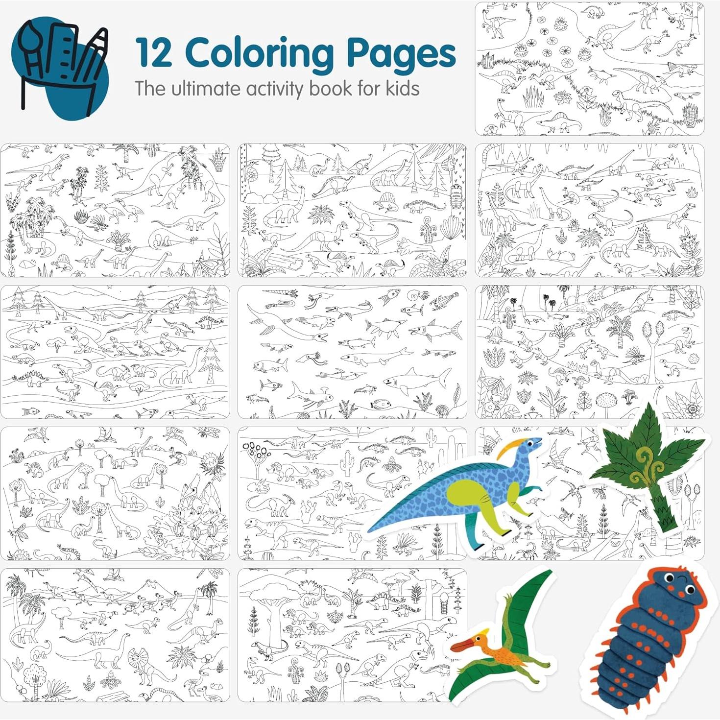 Libro de Pegatinas Dinosaurios CUPKIN 500+ Pegatinas 12 Escenas