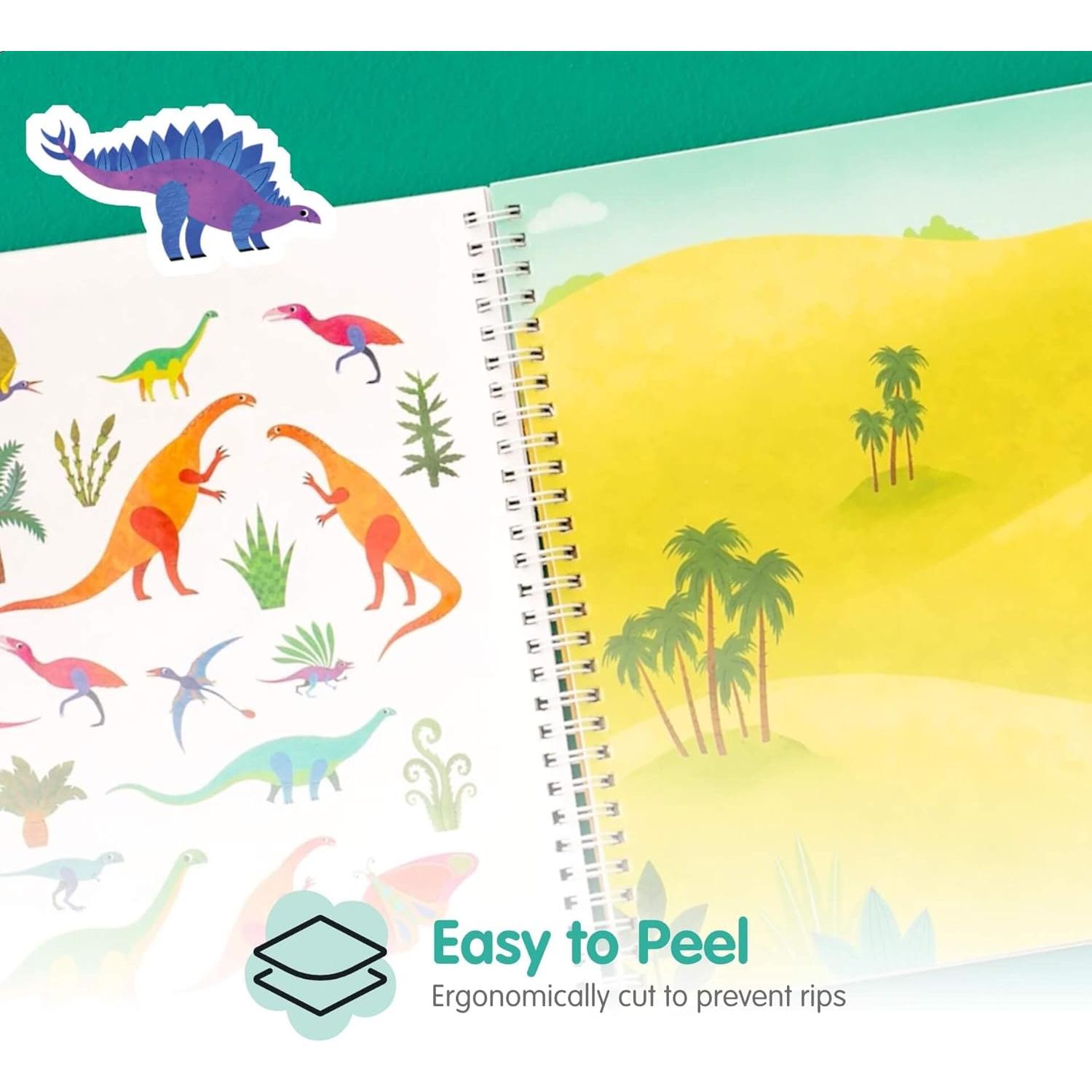 Libro de Pegatinas Dinosaurios CUPKIN 500+ Pegatinas 12 Escenas