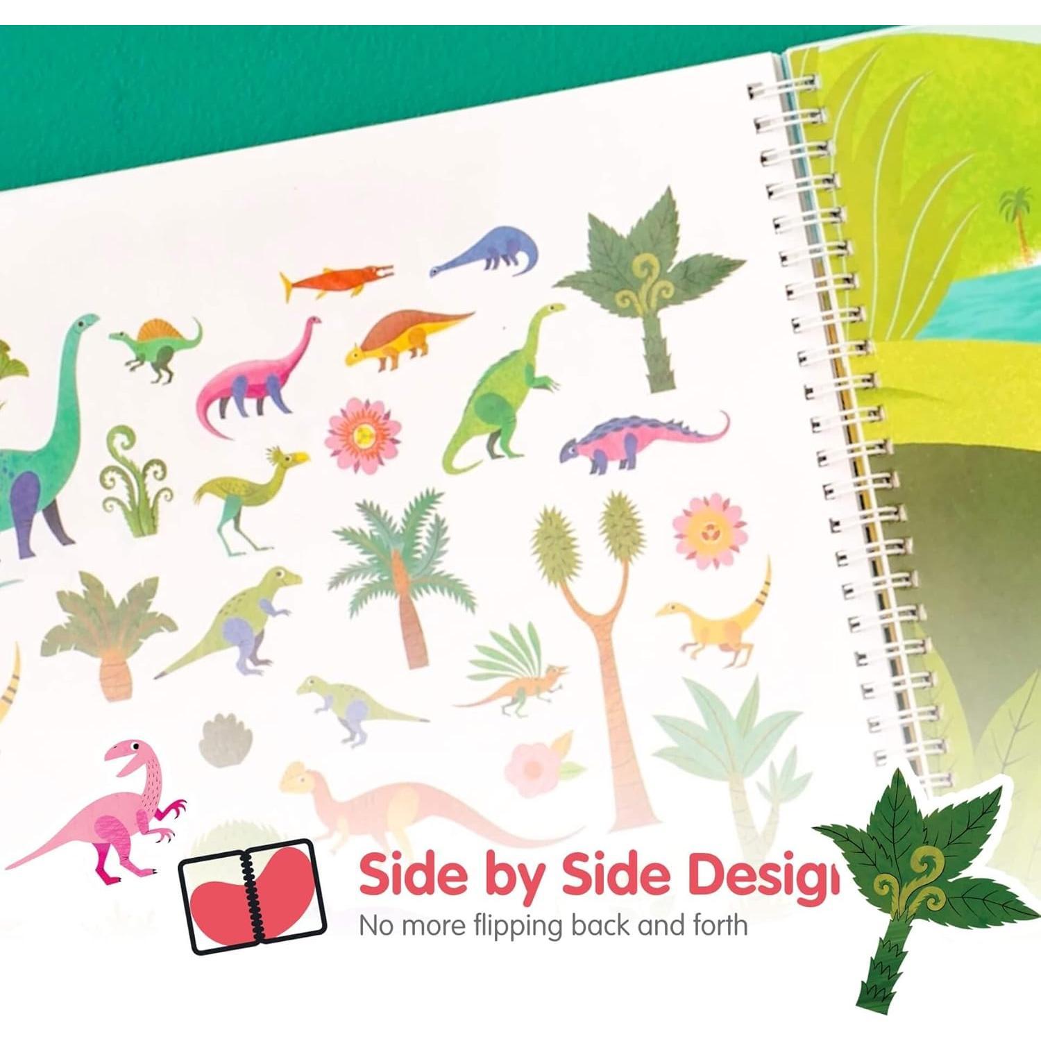 Libro de Pegatinas Dinosaurios CUPKIN 500+ Pegatinas 12 Escenas