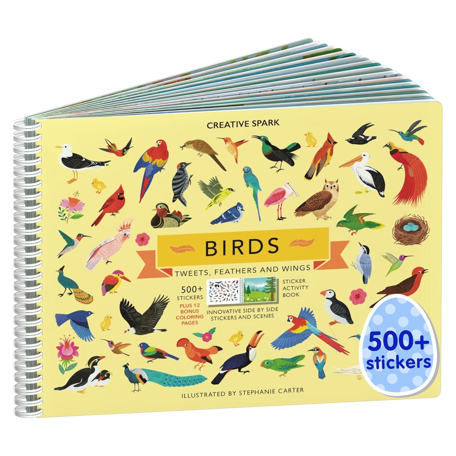 Libro de Pegatinas de Pájaro Cupkin 500+ Pegatinas 12 Escenas