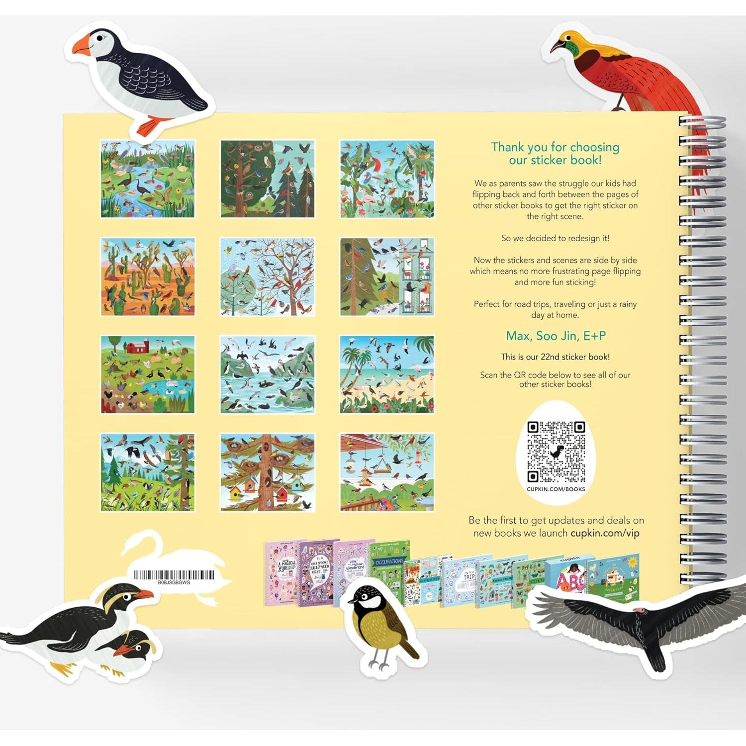 Libro de Pegatinas de Pájaro Cupkin 500+ Pegatinas 12 Escenas