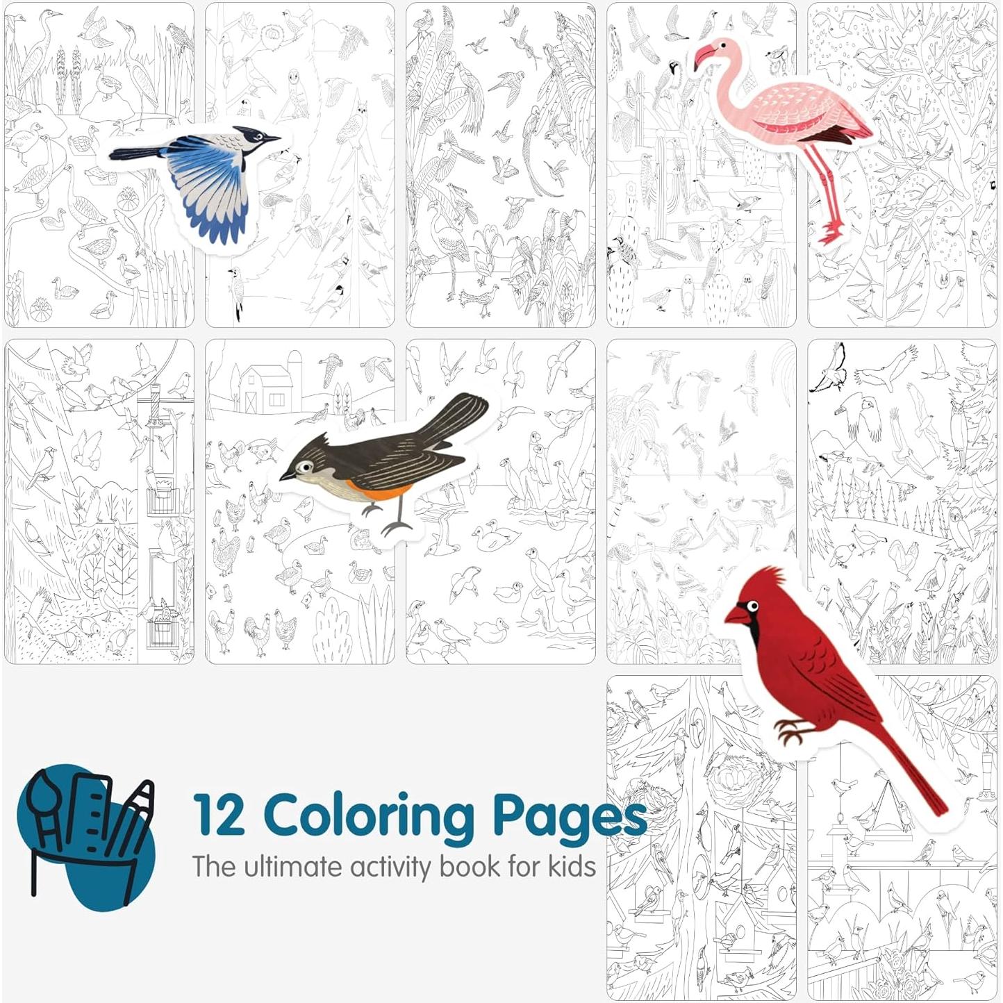 Libro de Pegatinas de Pájaro Cupkin 500+ Pegatinas 12 Escenas