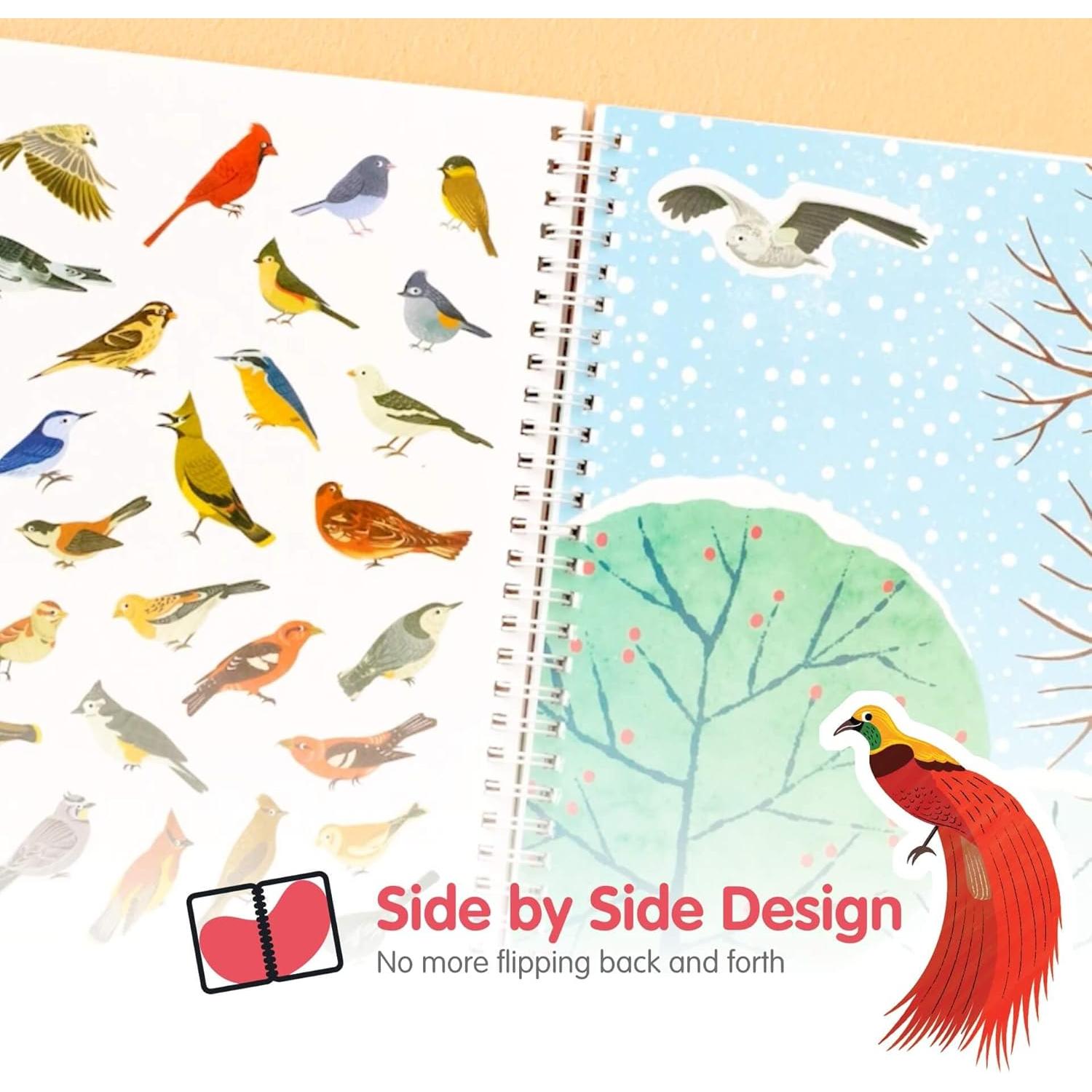 Libro de Pegatinas de Pájaro Cupkin 500+ Pegatinas 12 Escenas